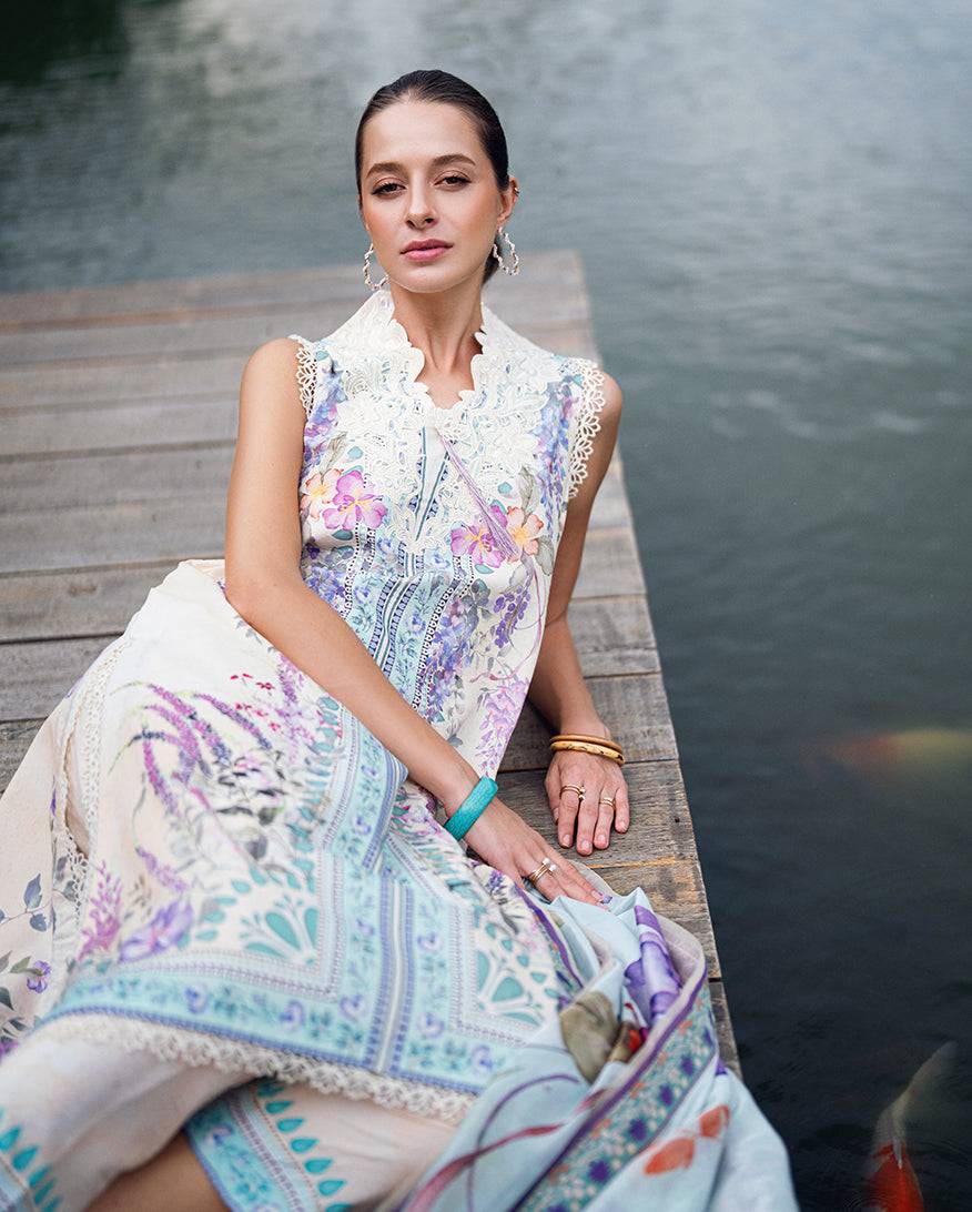 Roheenaz | Garden Veal Printed Lawn 25 | Bloom Glimmer by Maria Faisal - Registered Vendor of : Roheenaz - type : Ladies Clothes - 100% original wedding dresses