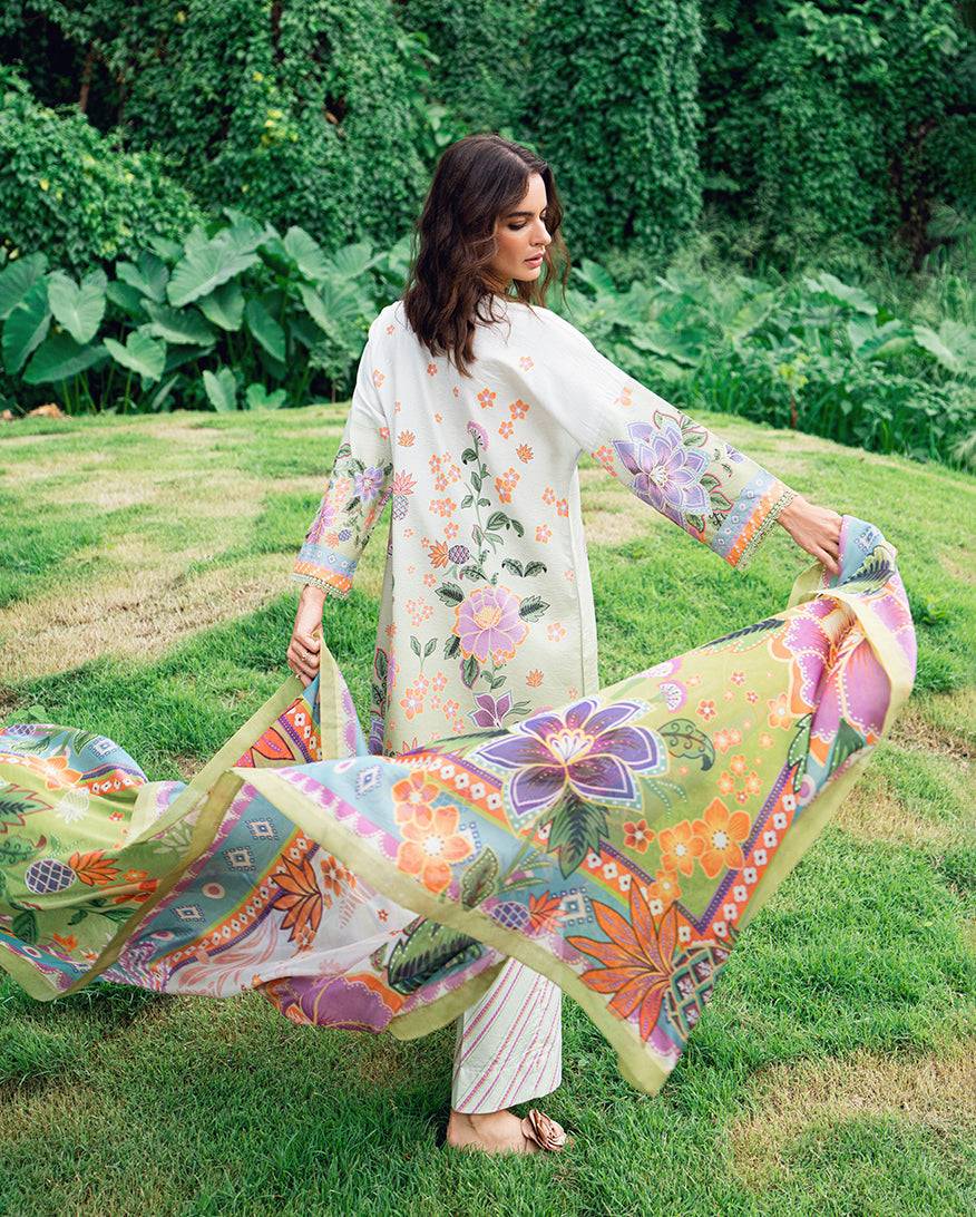 Roheenaz | Garden Veal Printed Lawn 25 | Melon Muse by Maria Faisal - Registered Vendor of : Roheenaz - type : Ladies Clothes - 100% original wedding dresses