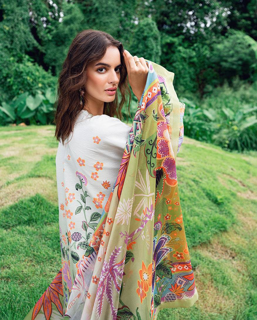 Roheenaz | Garden Veal Printed Lawn 25 | Melon Muse by Maria Faisal - Registered Vendor of : Roheenaz - type : Ladies Clothes - 100% original wedding dresses