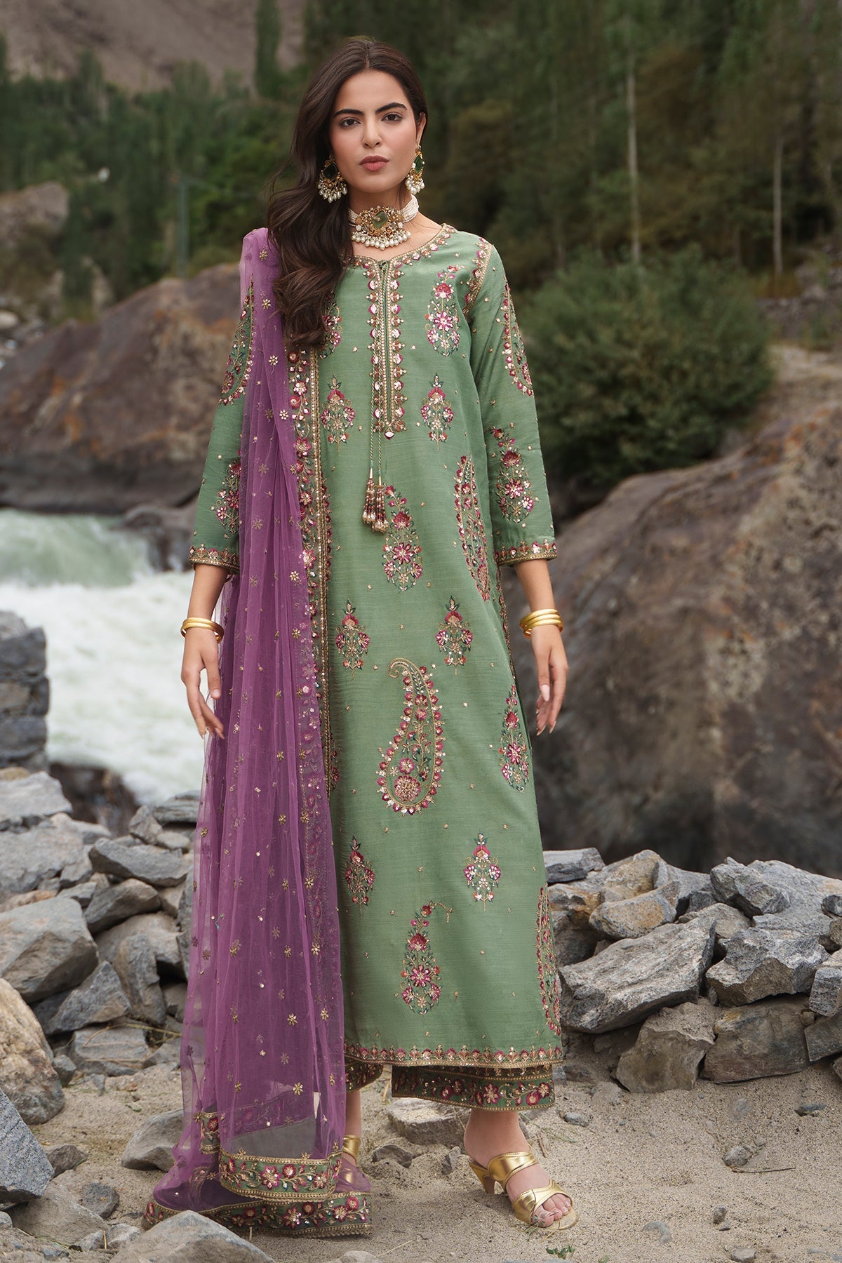 Charizma | Festive Pret | Embroidered Raw Silk CMA-6-446 - Formal Dress - available at Maria Faisal in UK and USA.