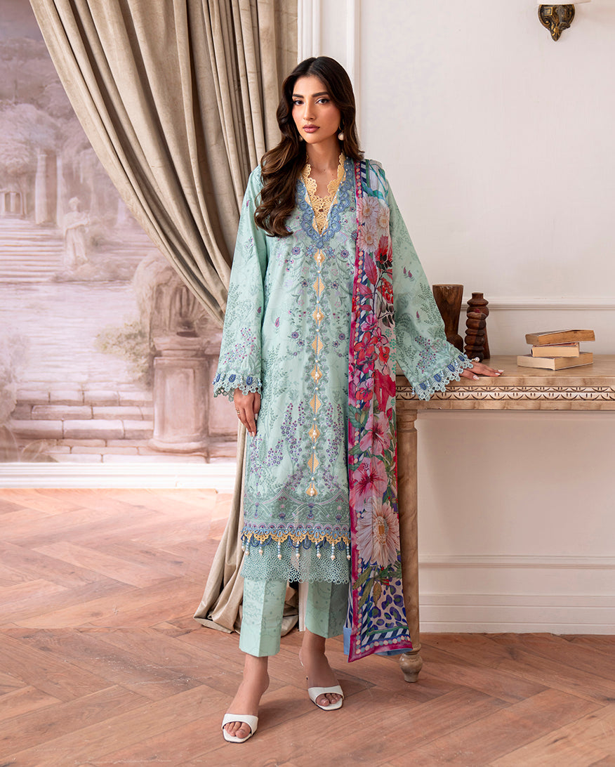 Roheenaz | Aezel Embroidered Cambric | Avira - Ladies Clothes - Maria Faisal