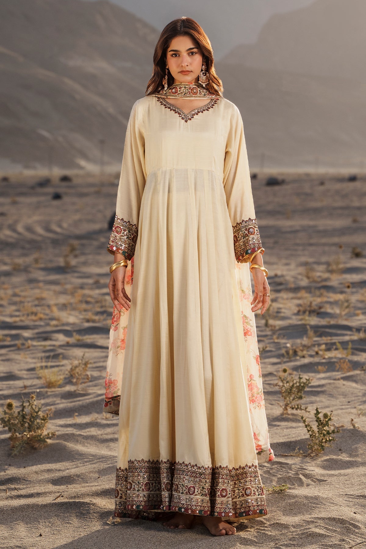 Charizma | Festive Pret | 3 Pcs Stitched Raw Silk Pishwas CMA-6-430-OFF WHITE - Formal Dress - available at Maria Faisal in UK and USA.