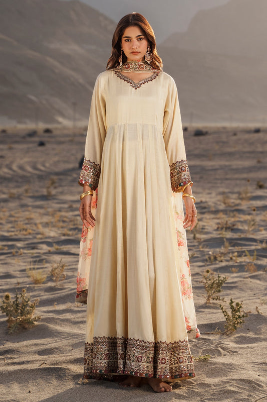 Charizma | Festive Pret | 3 Pcs Stitched Raw Silk Pishwas CMA-6-430-OFF WHITE - Formal Dress - available at Maria Faisal in UK and USA.
