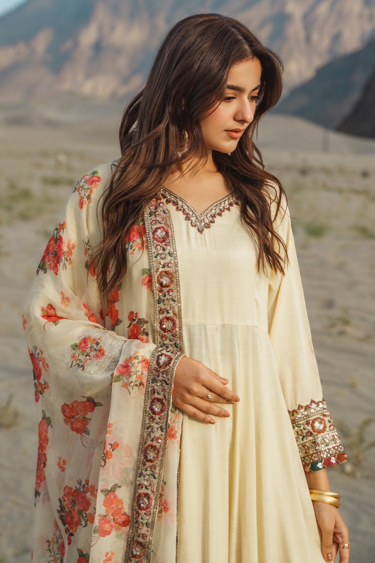 Charizma | Festive Pret | 3 Pcs Stitched Raw Silk Pishwas CMA-6-430-OFF WHITE - Formal Dress - available at Maria Faisal in UK and USA.