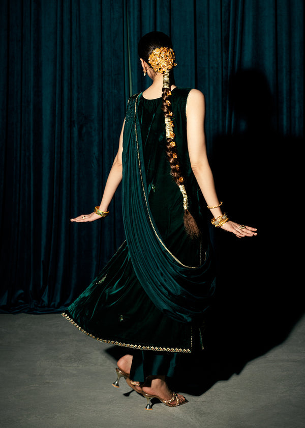 Enchanted Emerald – authentic Pakistani dress from the Velvet Code collection for women in the UK