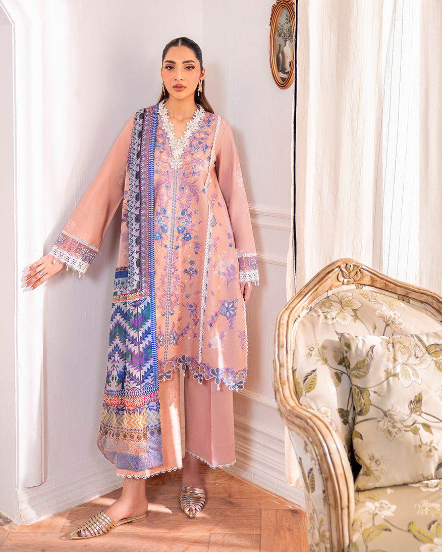 Roheenaz | Aezel Embroidered Cambric | Wareesha - Ladies Clothes - Maria Faisal