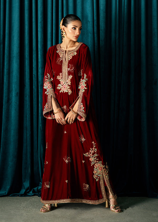 Red Solace – authentic Pakistani dress from the Velvet Code collection for women in the UK