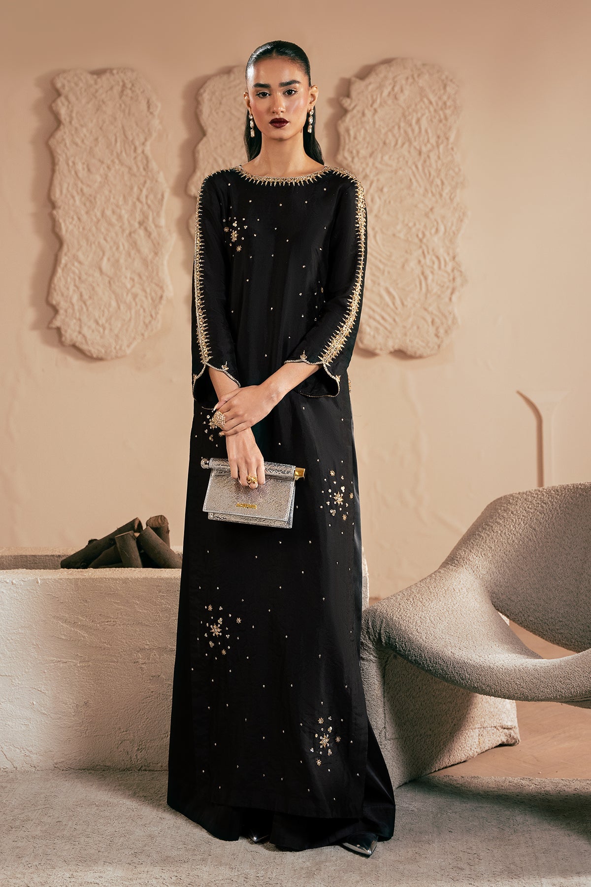 Mina Kashif | Emilie Formals | Black Noir - Formal Dress - available at Maria Faisal in UK and USA.