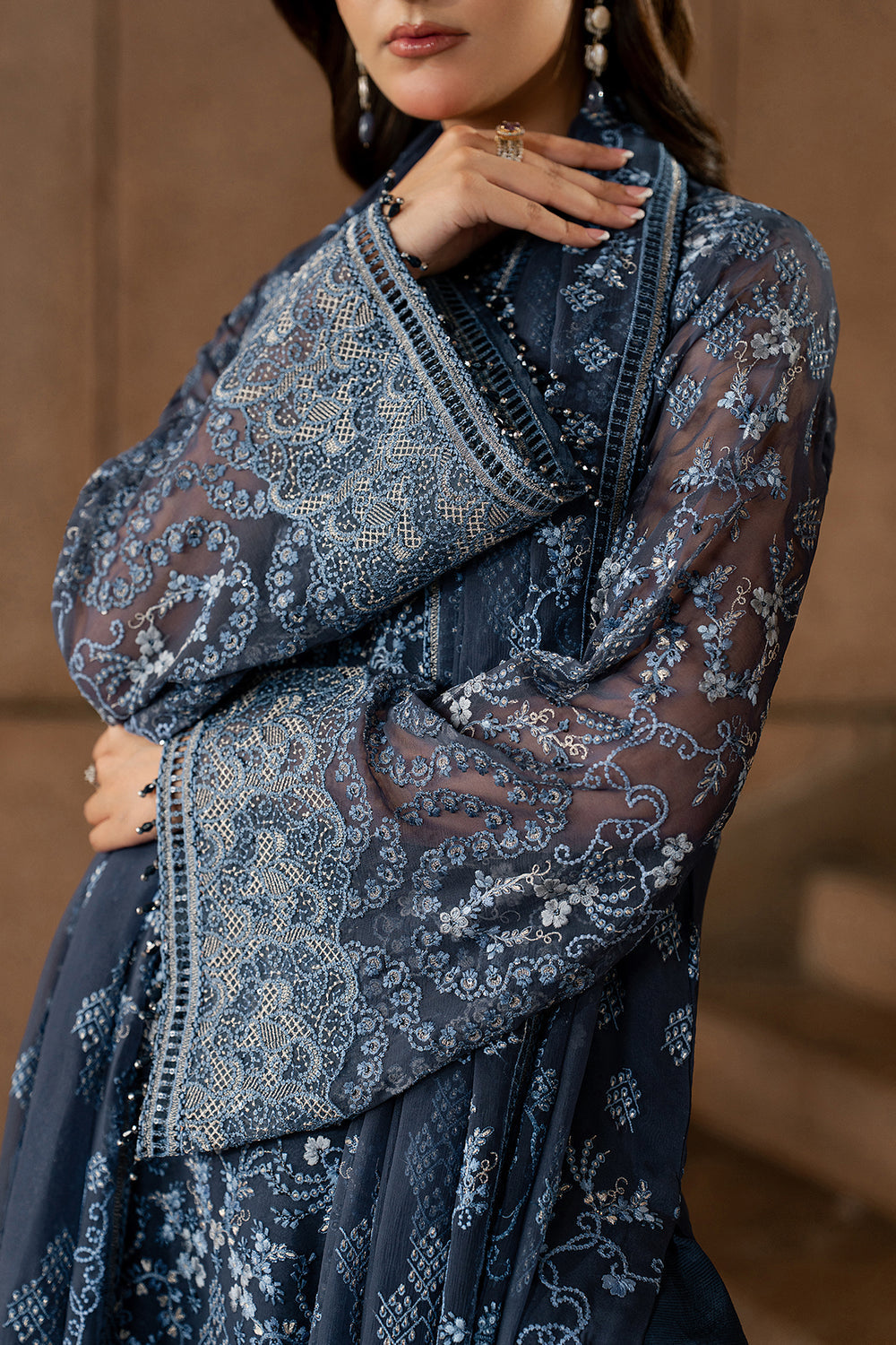 Lavish Premium | Lazawal Formals | Sapphire Veil - Formal Dress - available at Maria Faisal in UK and USA.
