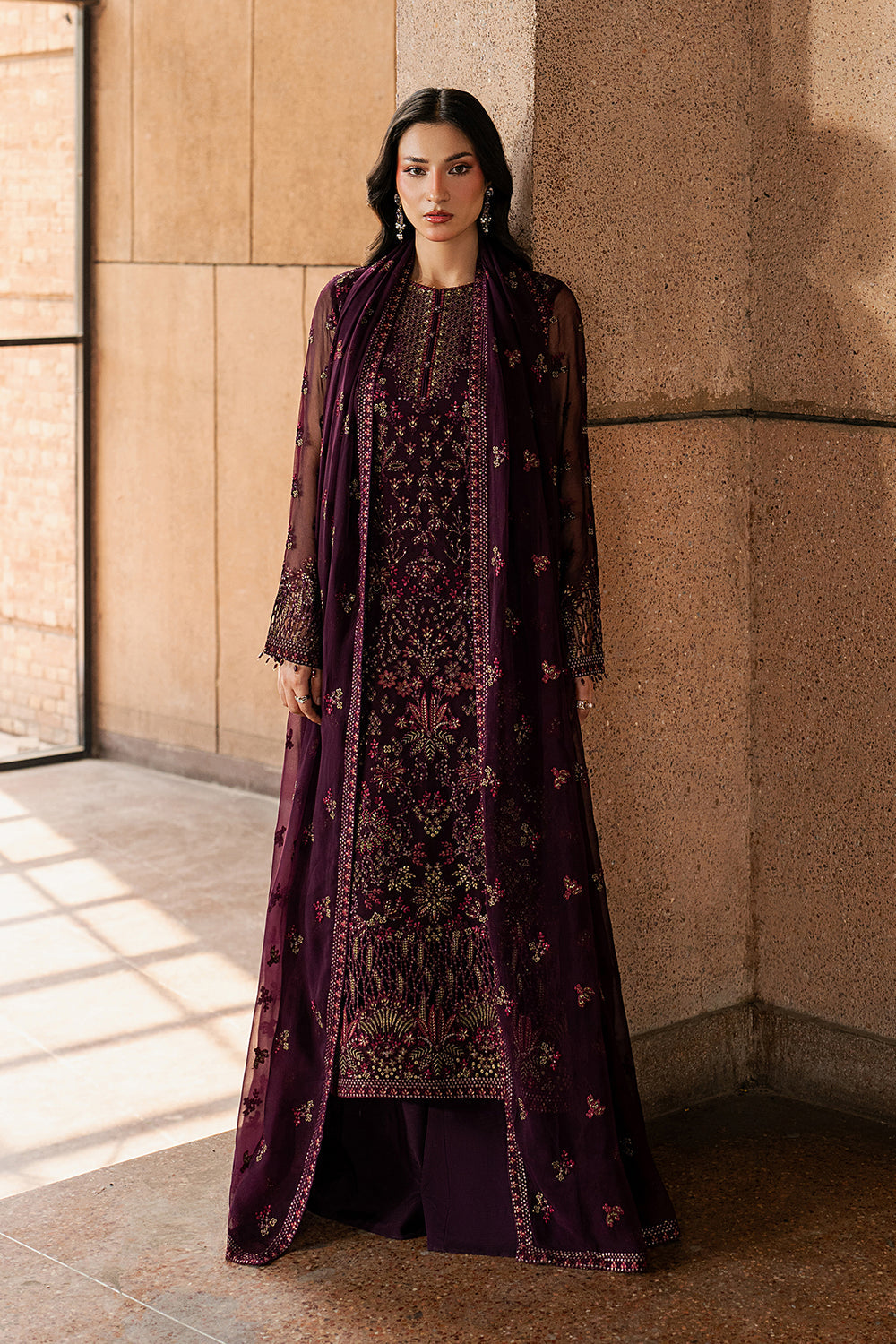 Lavish Premium | Lazawal Formals | MAROON MAJESTY - Formal Dress - available at Maria Faisal in UK and USA.