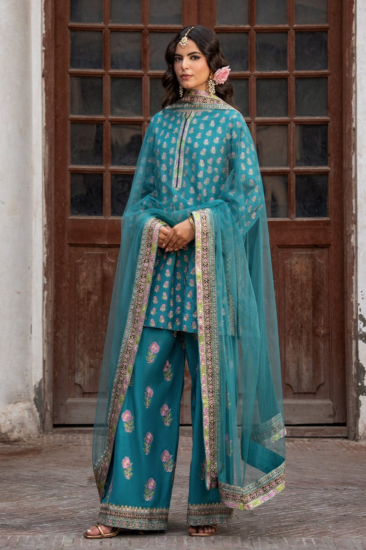Charizma | Festive Pret | 3-PC Embroidered Raw Silk CMA-6-386 - Formal Dress - available at Maria Faisal in UK and USA.