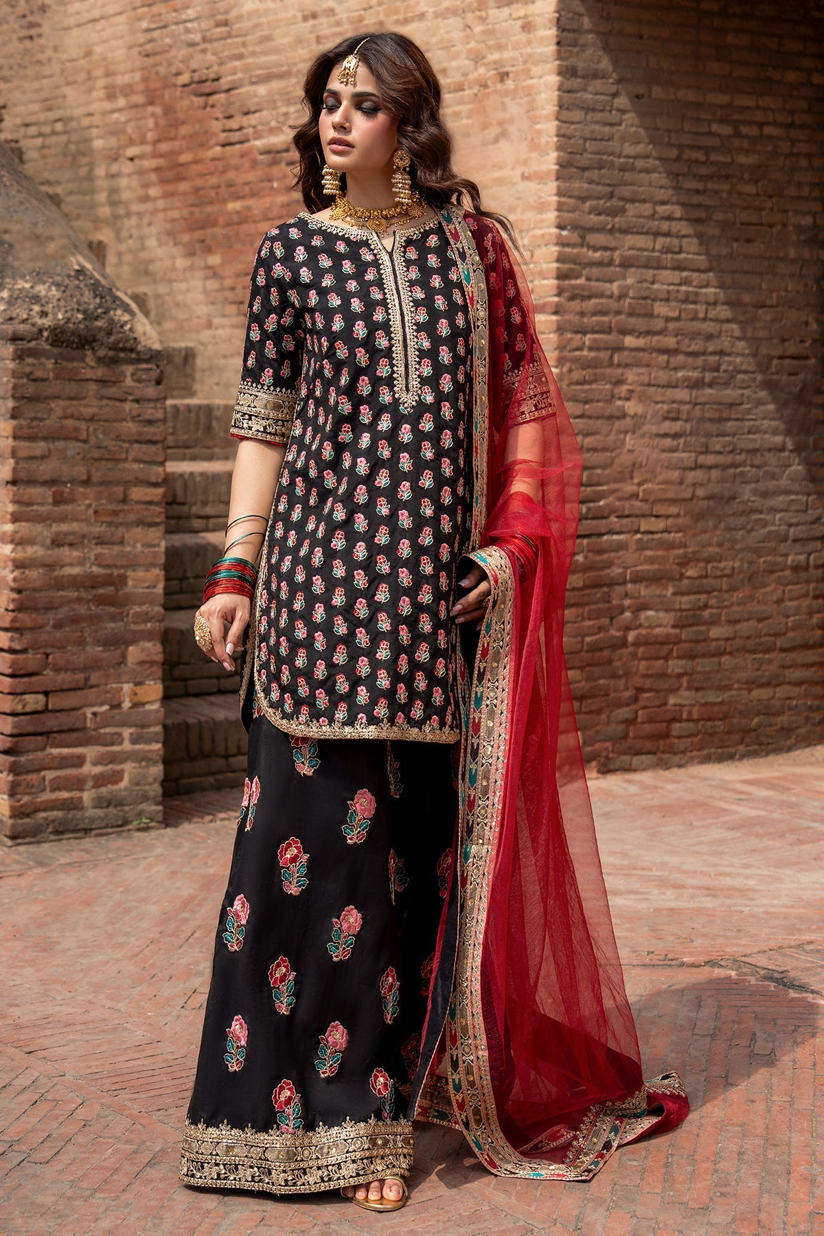 Charizma | Festive Pret | 3-PC Embroidered Raw Silk CMA-6-355 - Formal Dress - available at Maria Faisal in UK and USA.