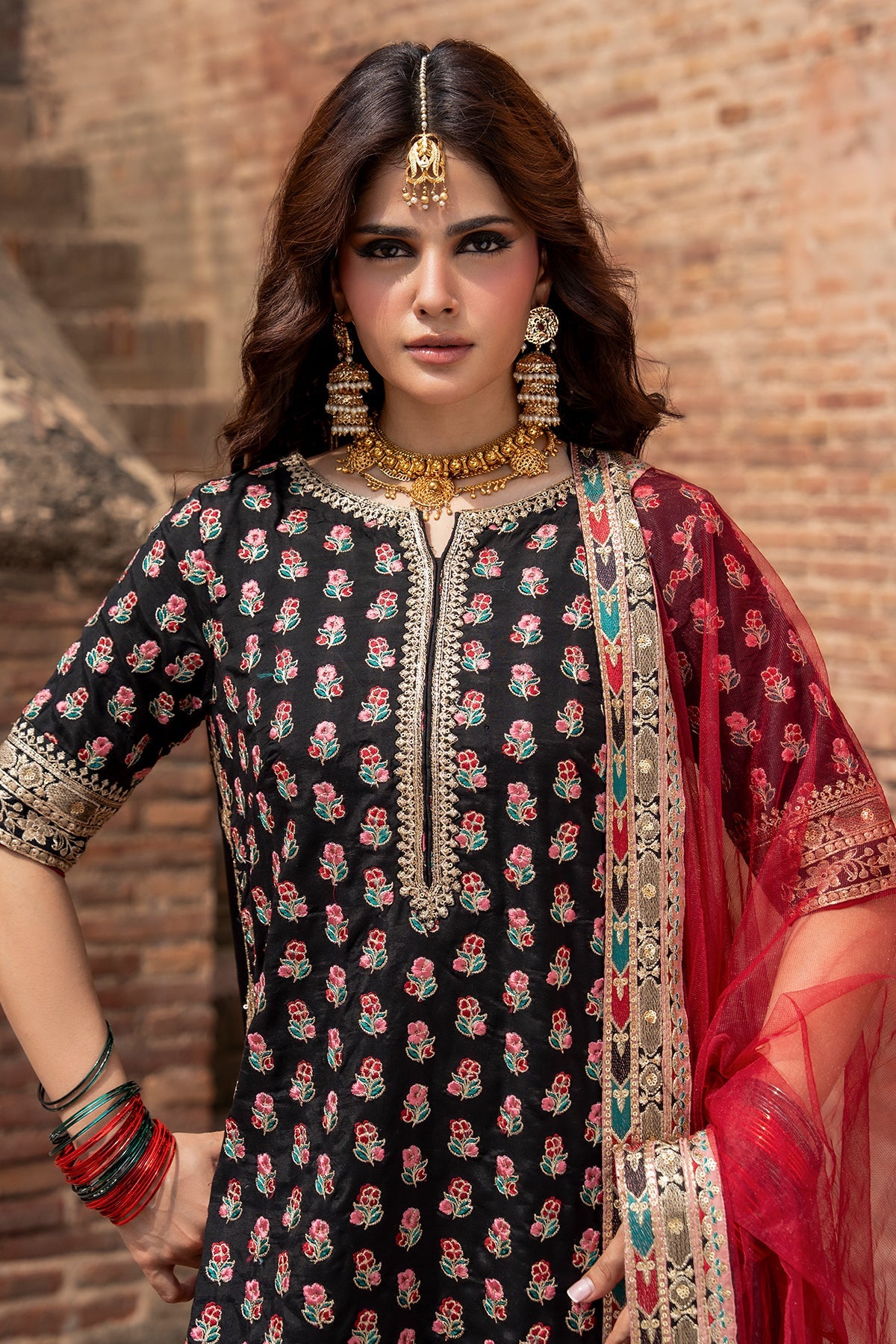 Charizma | Festive Pret | 3-PC Embroidered Raw Silk CMA-6-355 - Formal Dress - available at Maria Faisal in UK and USA.