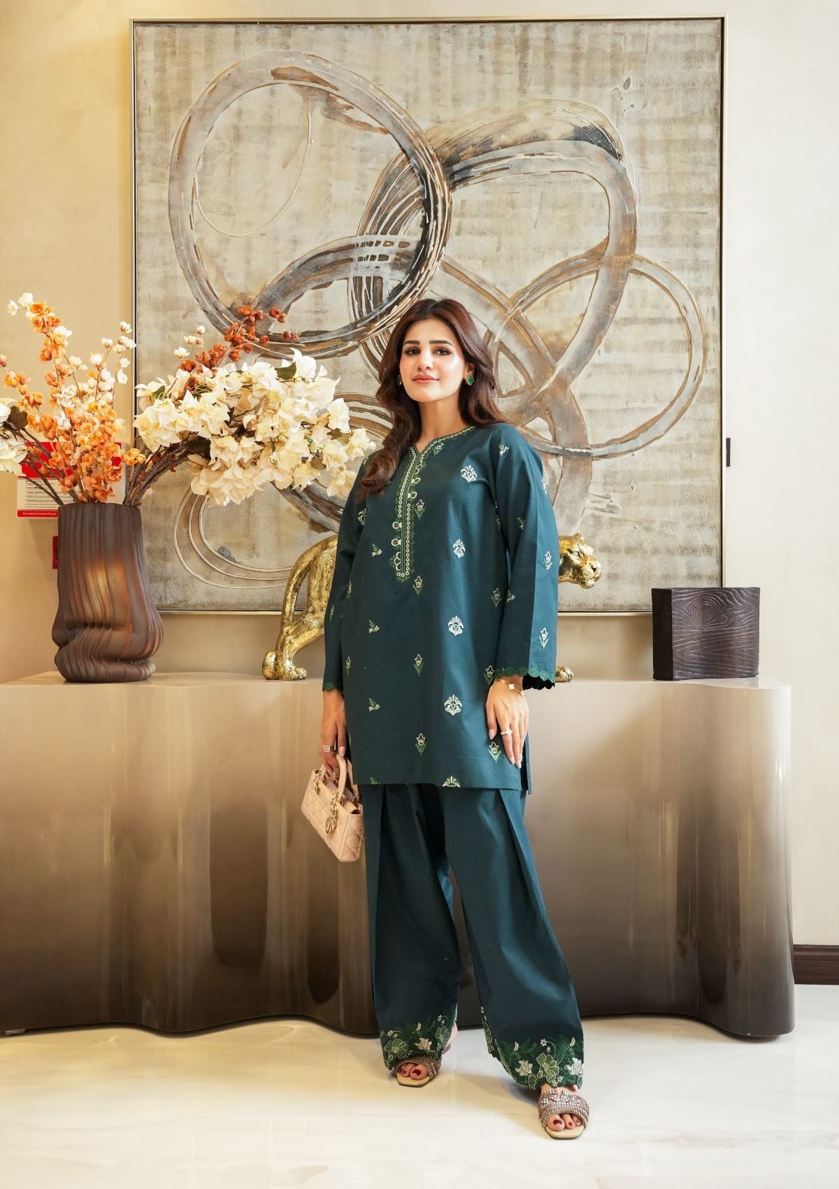 Faiza Faisal | FNF Cords Edit |DEEP TEAL CHARM - Casual Dress - available at Maria Faisal in UK and USA.