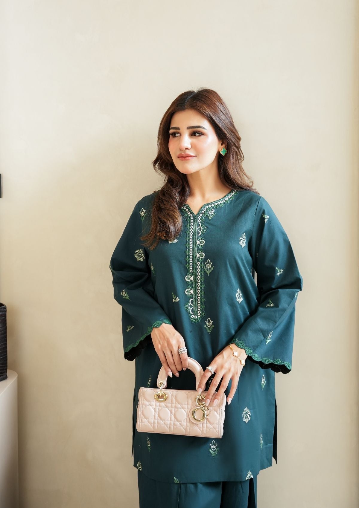 Faiza Faisal | FNF Cords Edit |DEEP TEAL CHARM - Casual Dress - available at Maria Faisal in UK and USA.