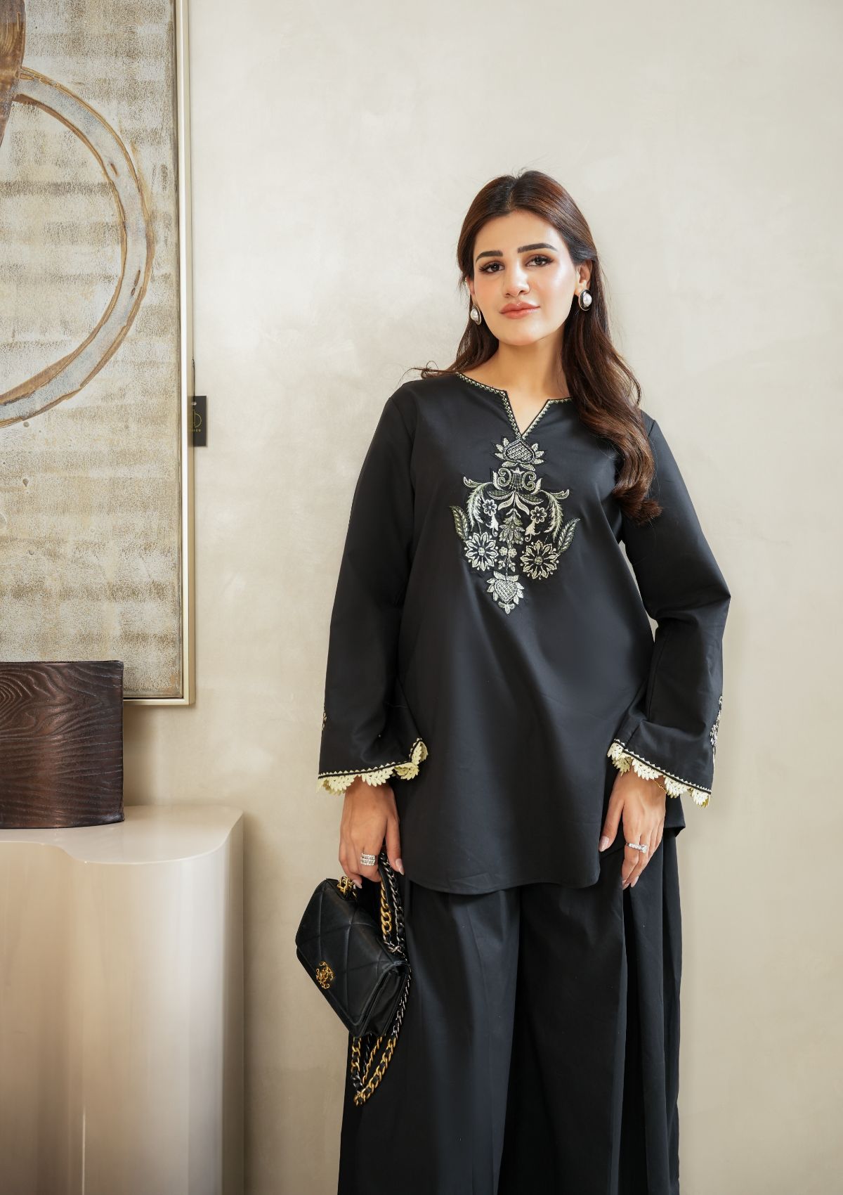 Faiza Faisal | FNF Cords Edit |BLACK ECLIPSE - Casual Dress - available at Maria Faisal in UK and USA.