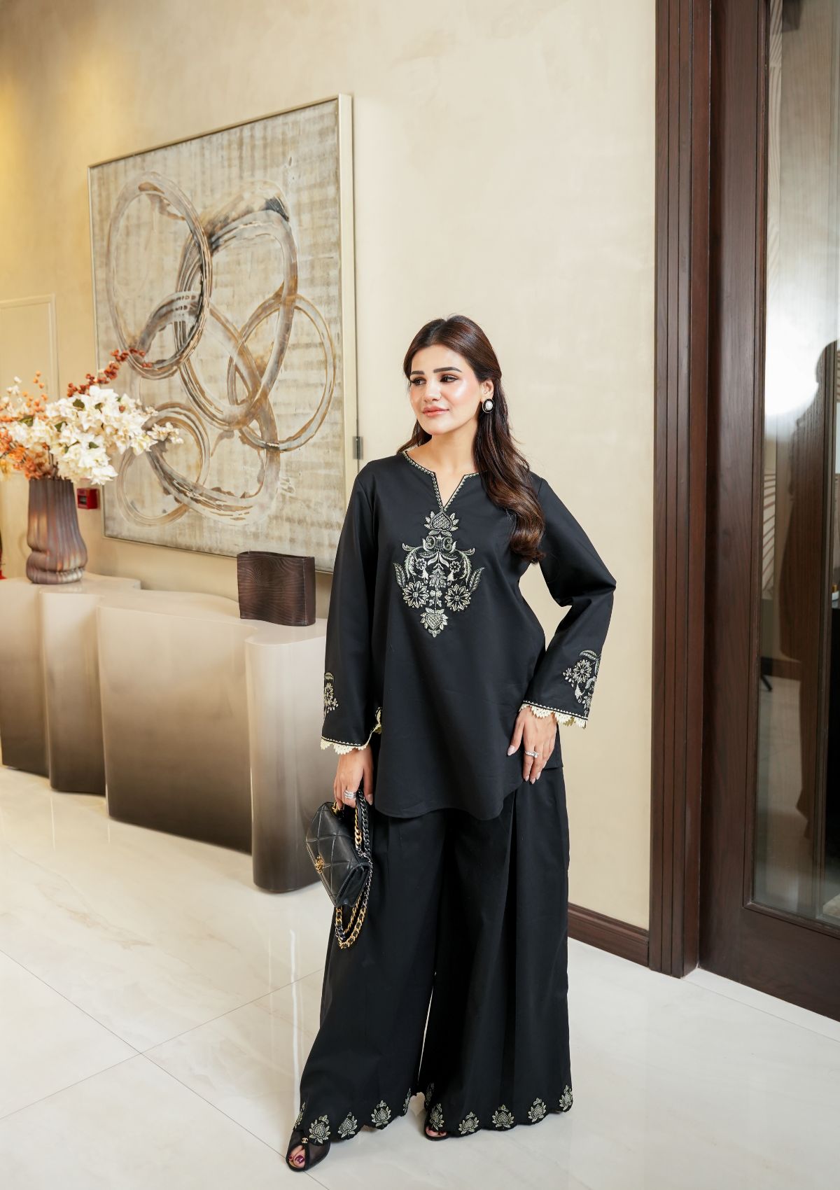 Faiza Faisal | FNF Cords Edit |BLACK ECLIPSE - Casual Dress - available at Maria Faisal in UK and USA.