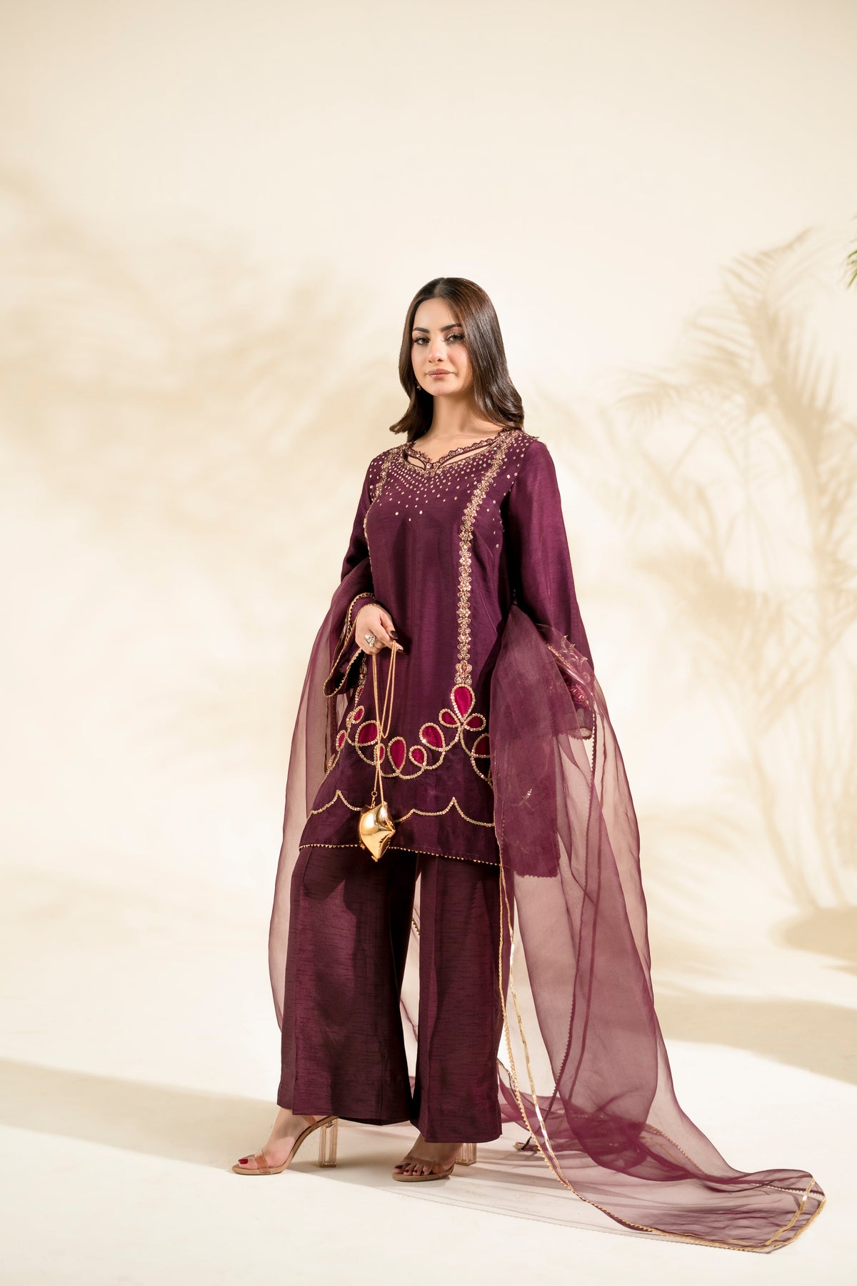 Faiza Faisal | Elara Luxury Pret | PLUM ROYALE - Luxury Dress - available at Maria Faisal in UK and USA.