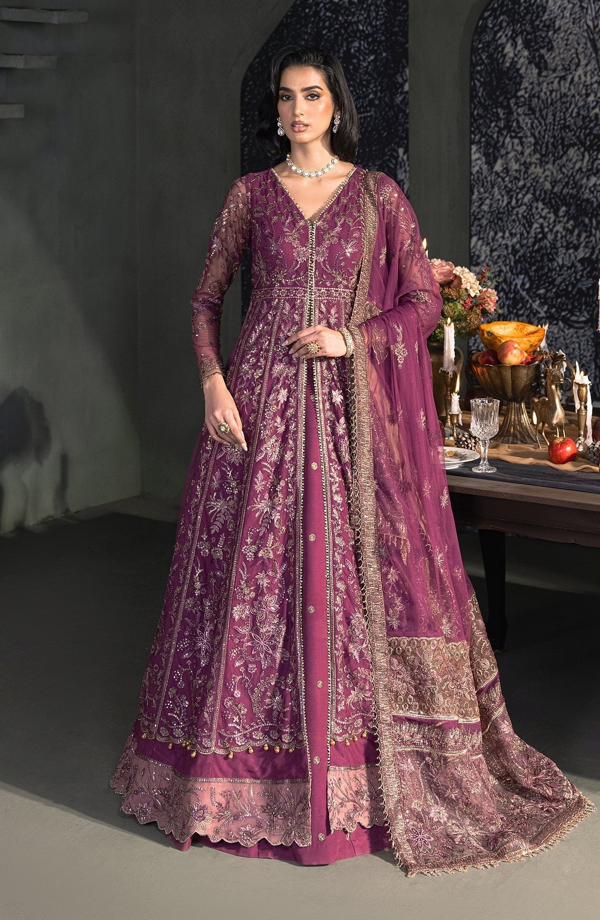 Zarif | Heritage Formals | ZHF 02 TIFFANY - Designer Dress with Intricate embroidery and embellishments. Shop elegent wedding dress at Maria Faisal.