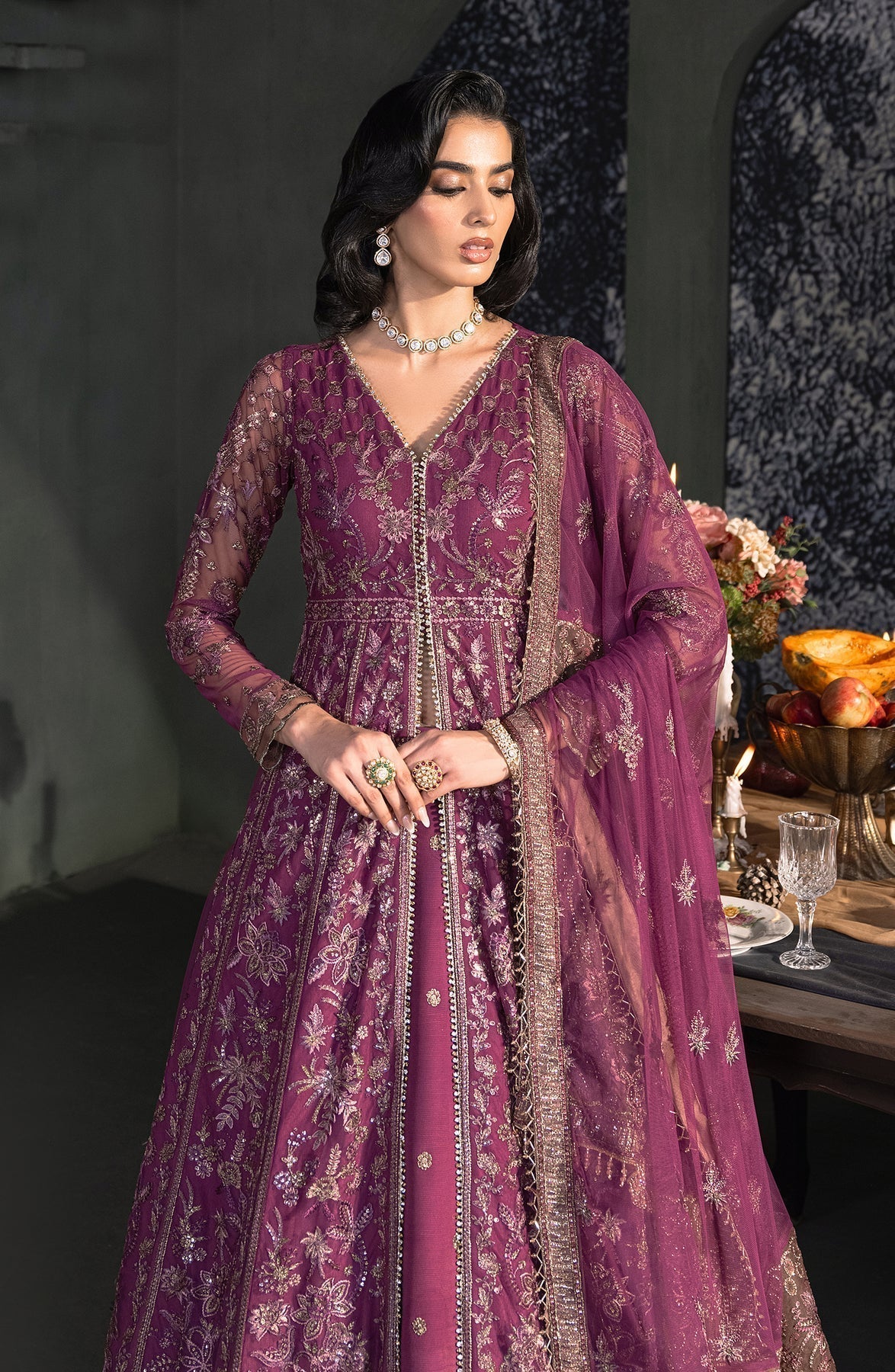 Zarif | Heritage Formals | ZHF 02 TIFFANY - Designer Dress with Intricate embroidery and embellishments. Shop elegent wedding dress at Maria Faisal.
