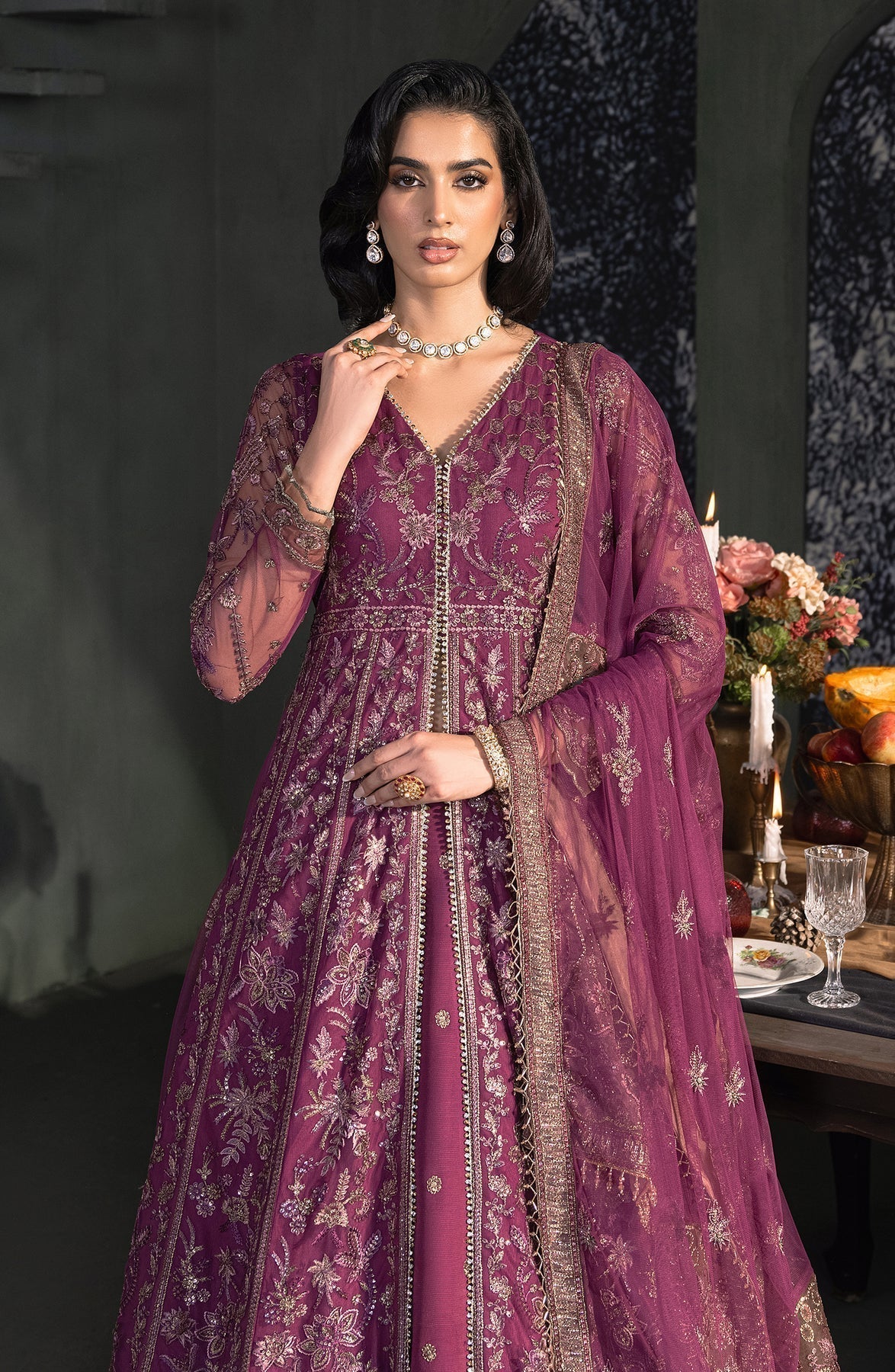 Zarif | Heritage Formals | ZHF 02 TIFFANY - Designer Dress with Intricate embroidery and embellishments. Shop elegent wedding dress at Maria Faisal.
