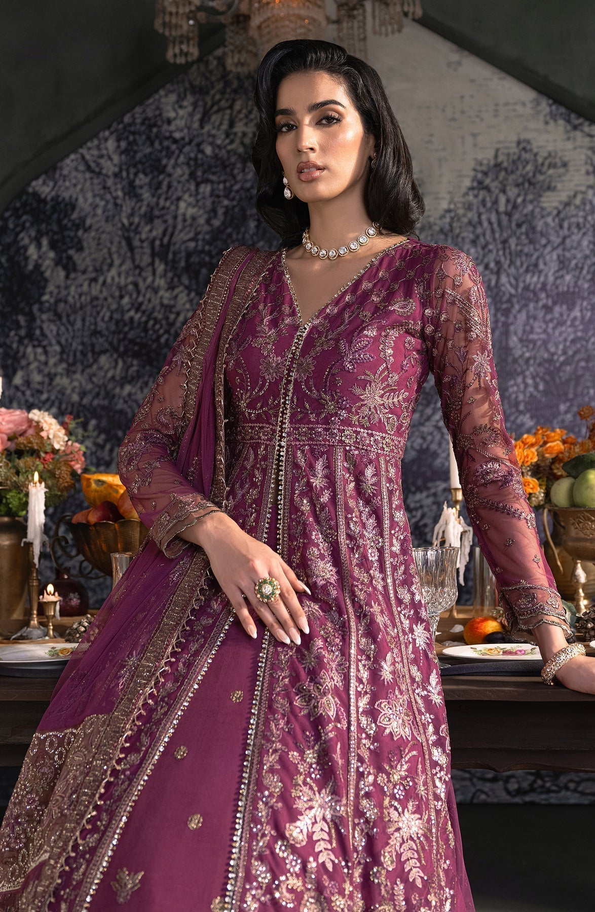 Zarif | Heritage Formals | ZHF 02 TIFFANY - Designer Dress with Intricate embroidery and embellishments. Shop elegent wedding dress at Maria Faisal.