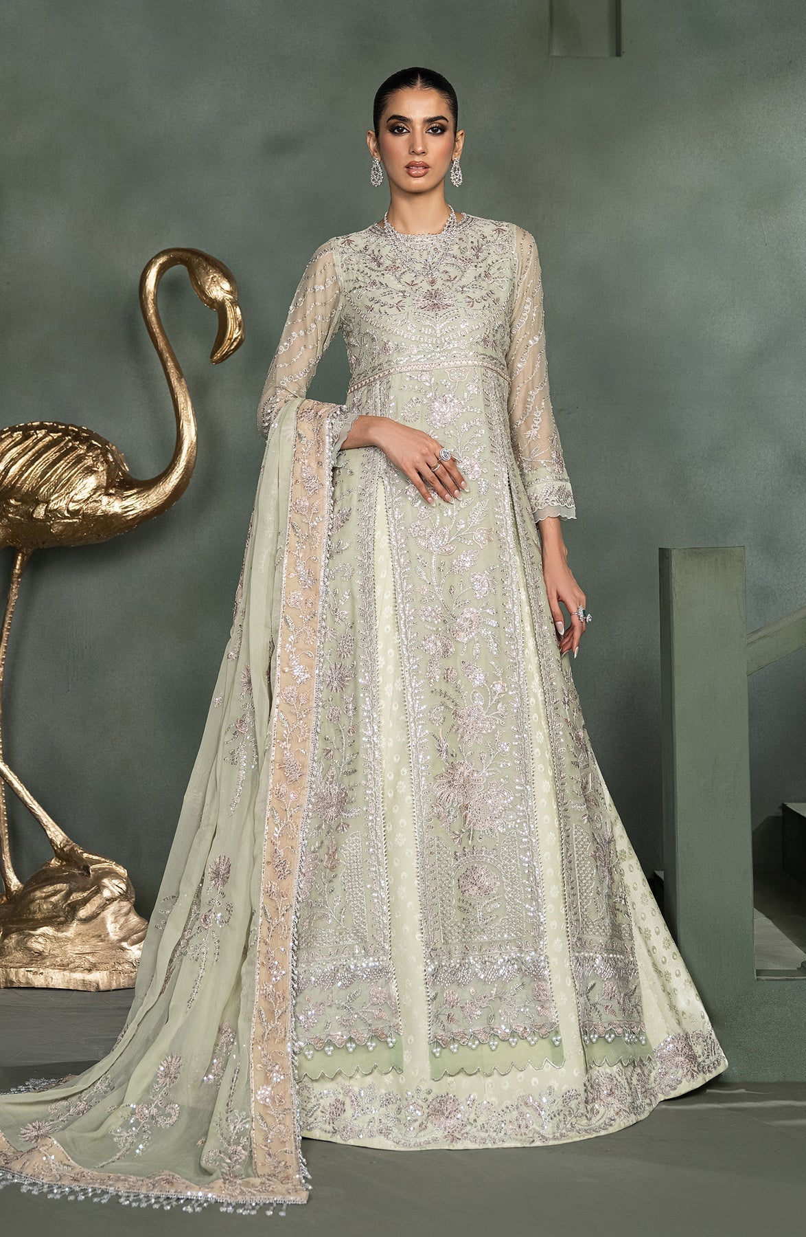 Zarif | Heritage Formals | ZHF 05 INARA - Designer Dress with Intricate embroidery and embellishments. Shop elegent wedding dress at Maria Faisal.