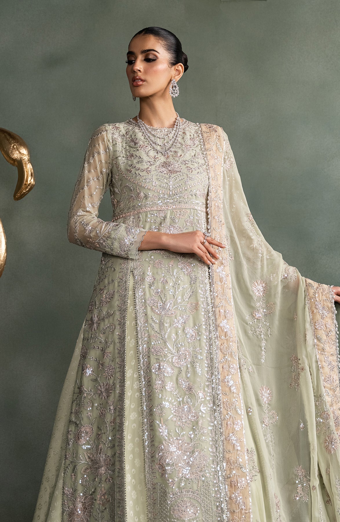 Zarif | Heritage Formals | ZHF 05 INARA - Designer Dress with Intricate embroidery and embellishments. Shop elegent wedding dress at Maria Faisal.