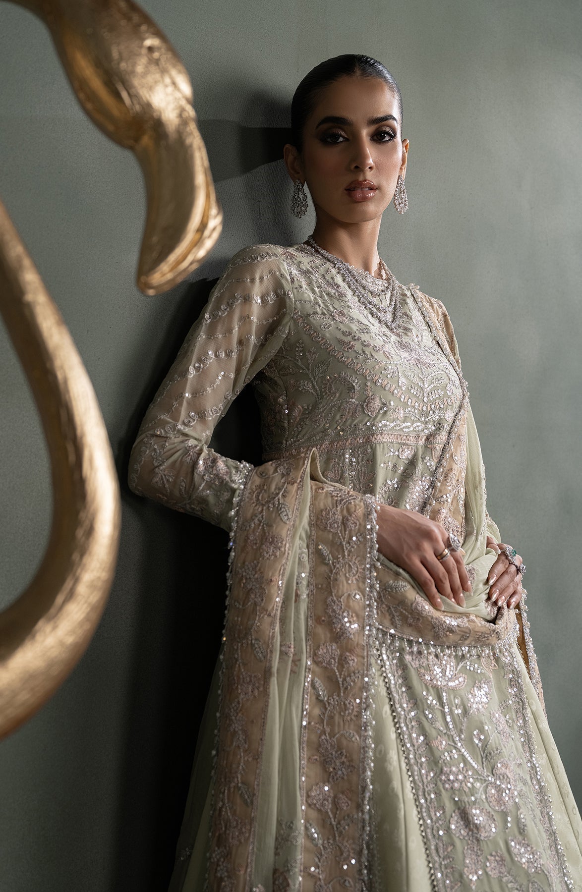 Zarif | Heritage Formals | ZHF 05 INARA - Designer Dress with Intricate embroidery and embellishments. Shop elegent wedding dress at Maria Faisal.
