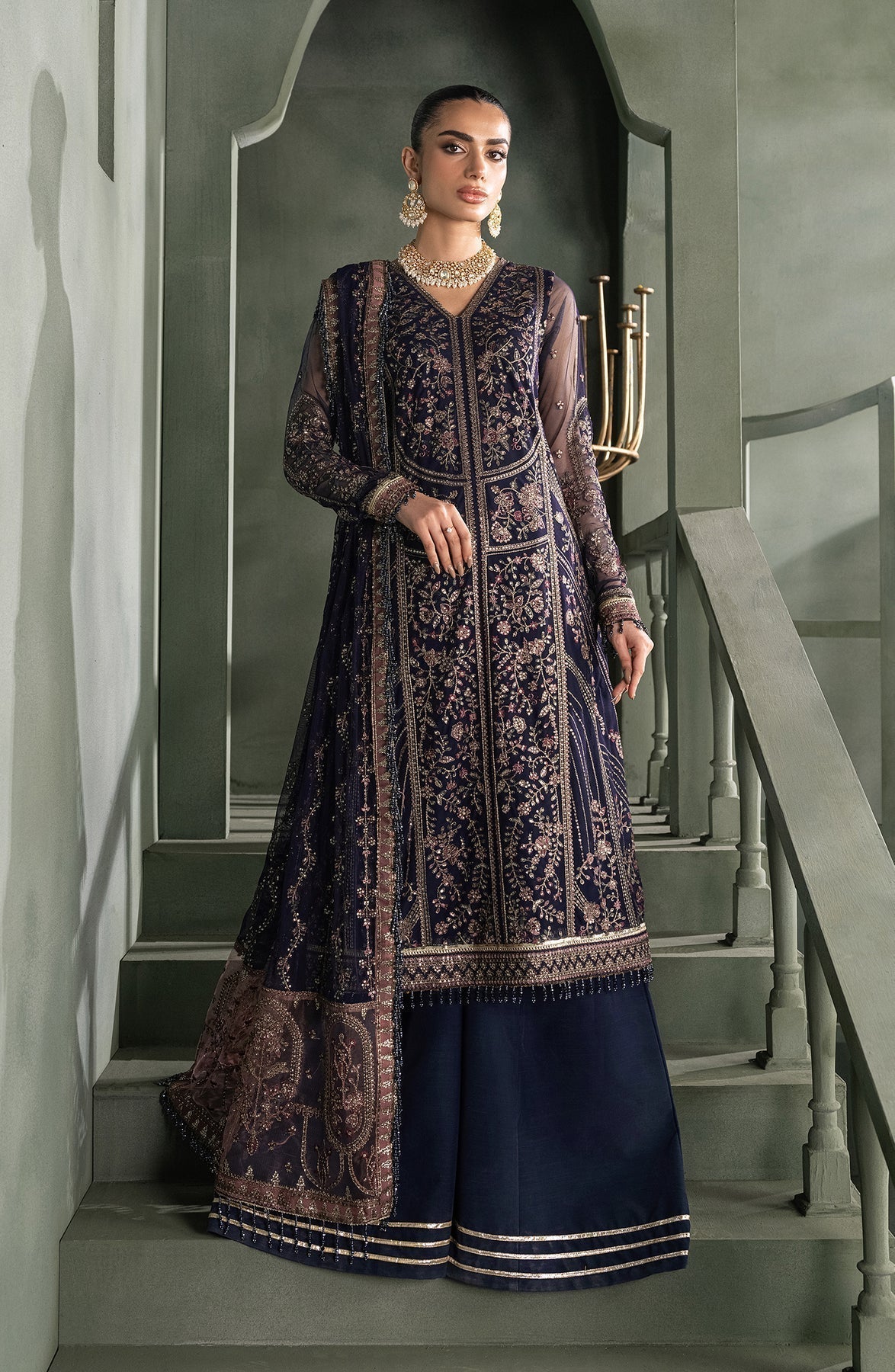 Zarif | Heritage Formals | ZHF 08 SIRENE - Designer Dress with Intricate embroidery and embellishments. Shop elegent wedding dress at Maria Faisal.