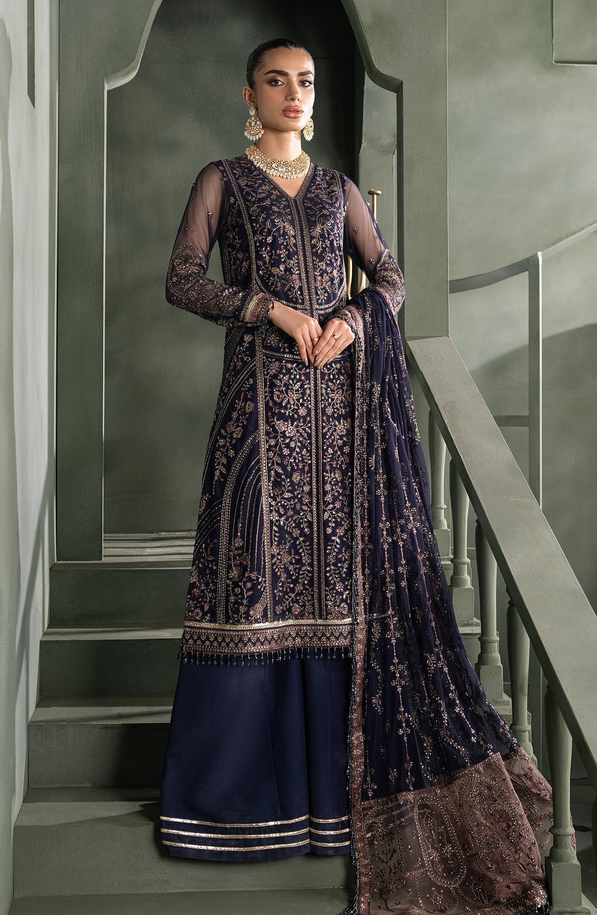 Zarif | Heritage Formals | ZHF 08 SIRENE - Designer Dress with Intricate embroidery and embellishments. Shop elegent wedding dress at Maria Faisal.