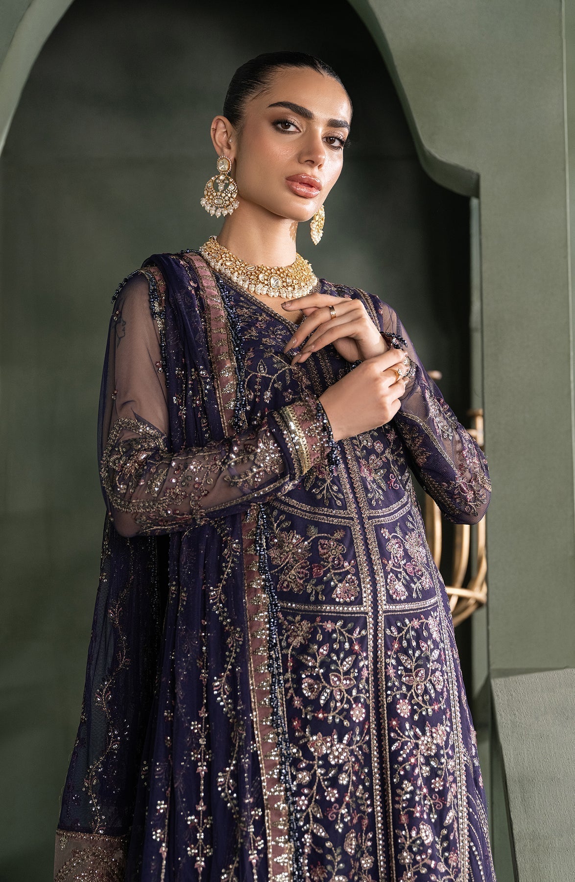 Zarif | Heritage Formals | ZHF 08 SIRENE - Designer Dress with Intricate embroidery and embellishments. Shop elegent wedding dress at Maria Faisal.