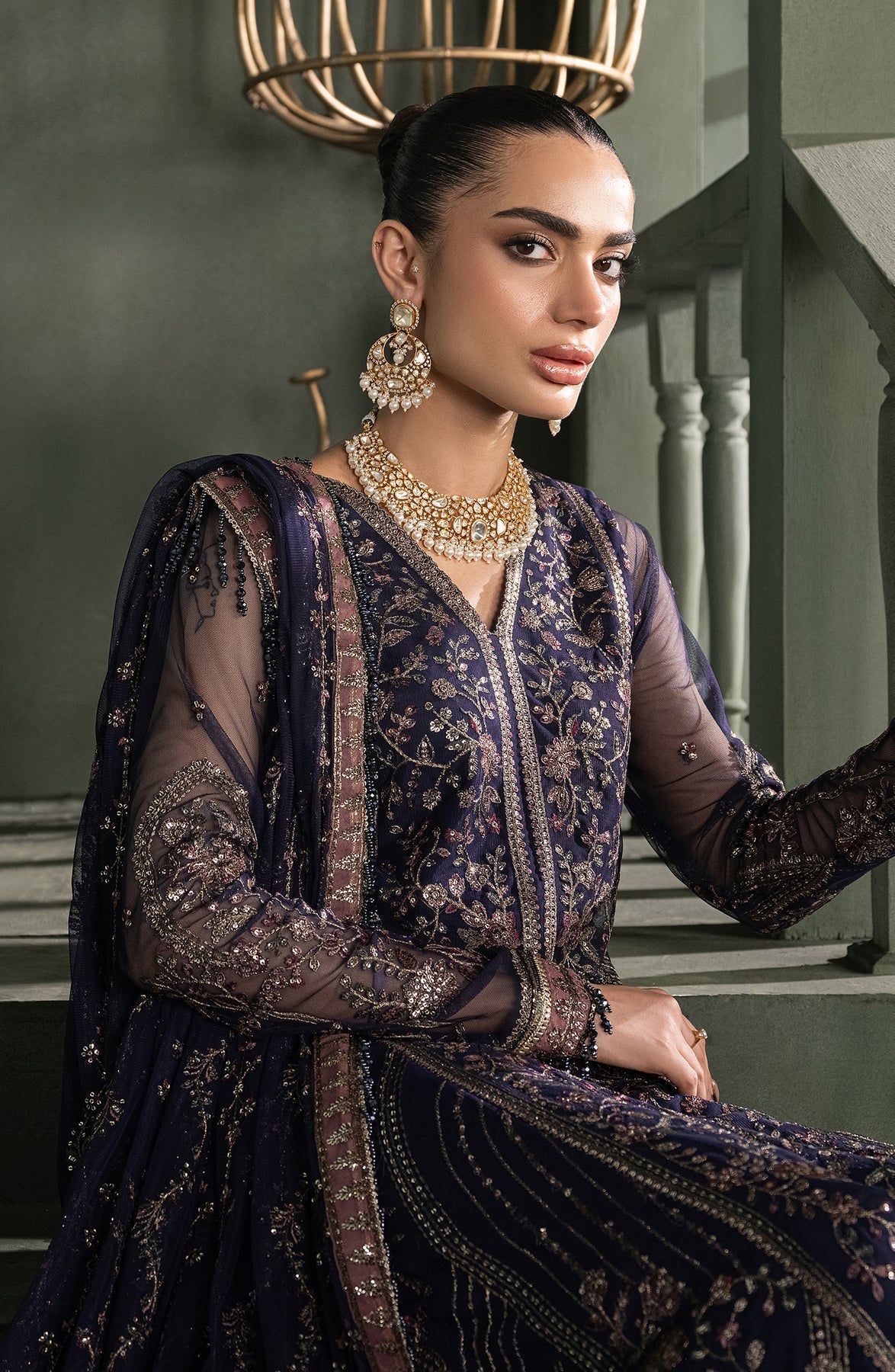 Zarif | Heritage Formals | ZHF 08 SIRENE - Designer Dress with Intricate embroidery and embellishments. Shop elegent wedding dress at Maria Faisal.