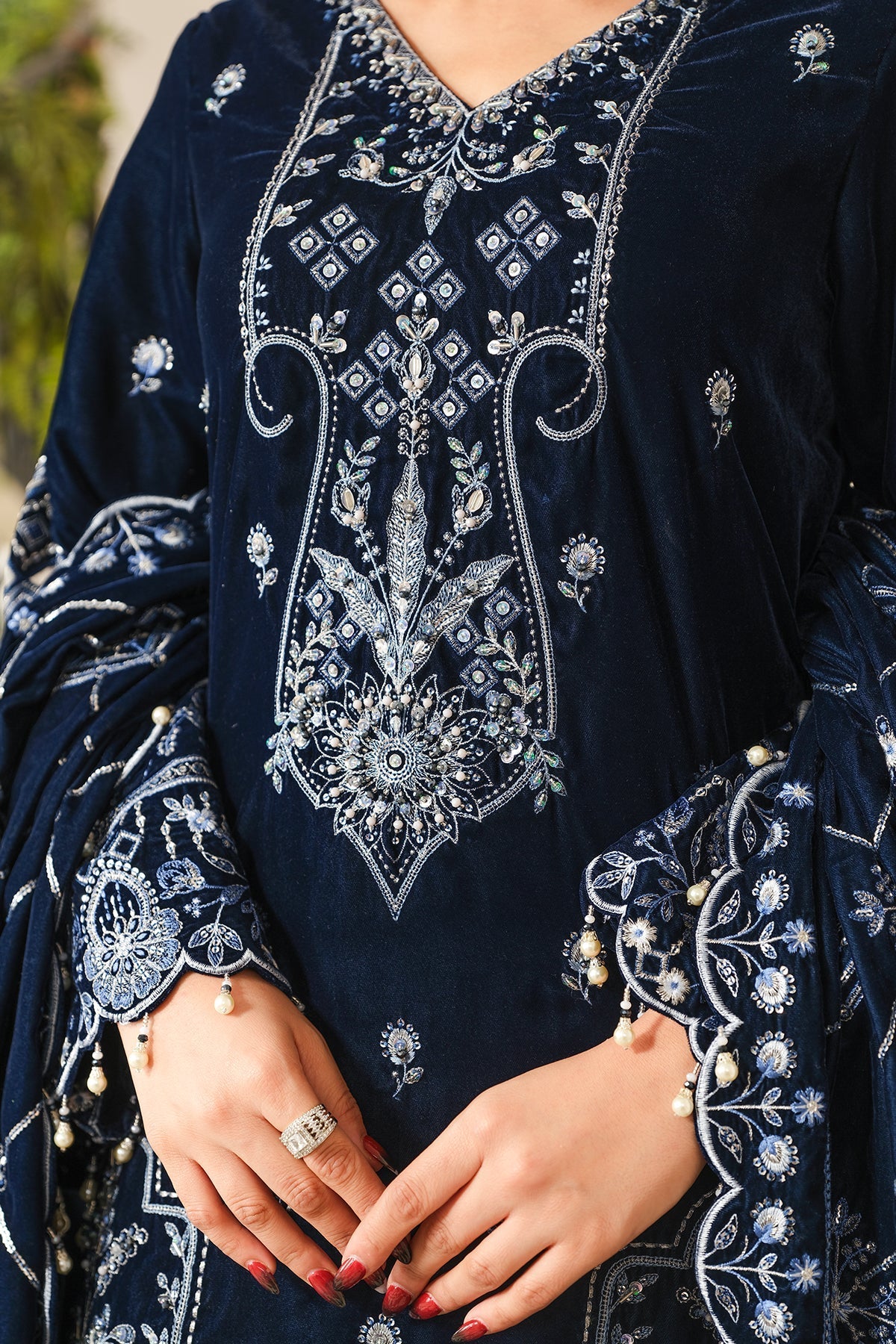Raeesa Premium | Sheen Luxury Velvet | Soil - Ladies Clothes - Maria Faisal