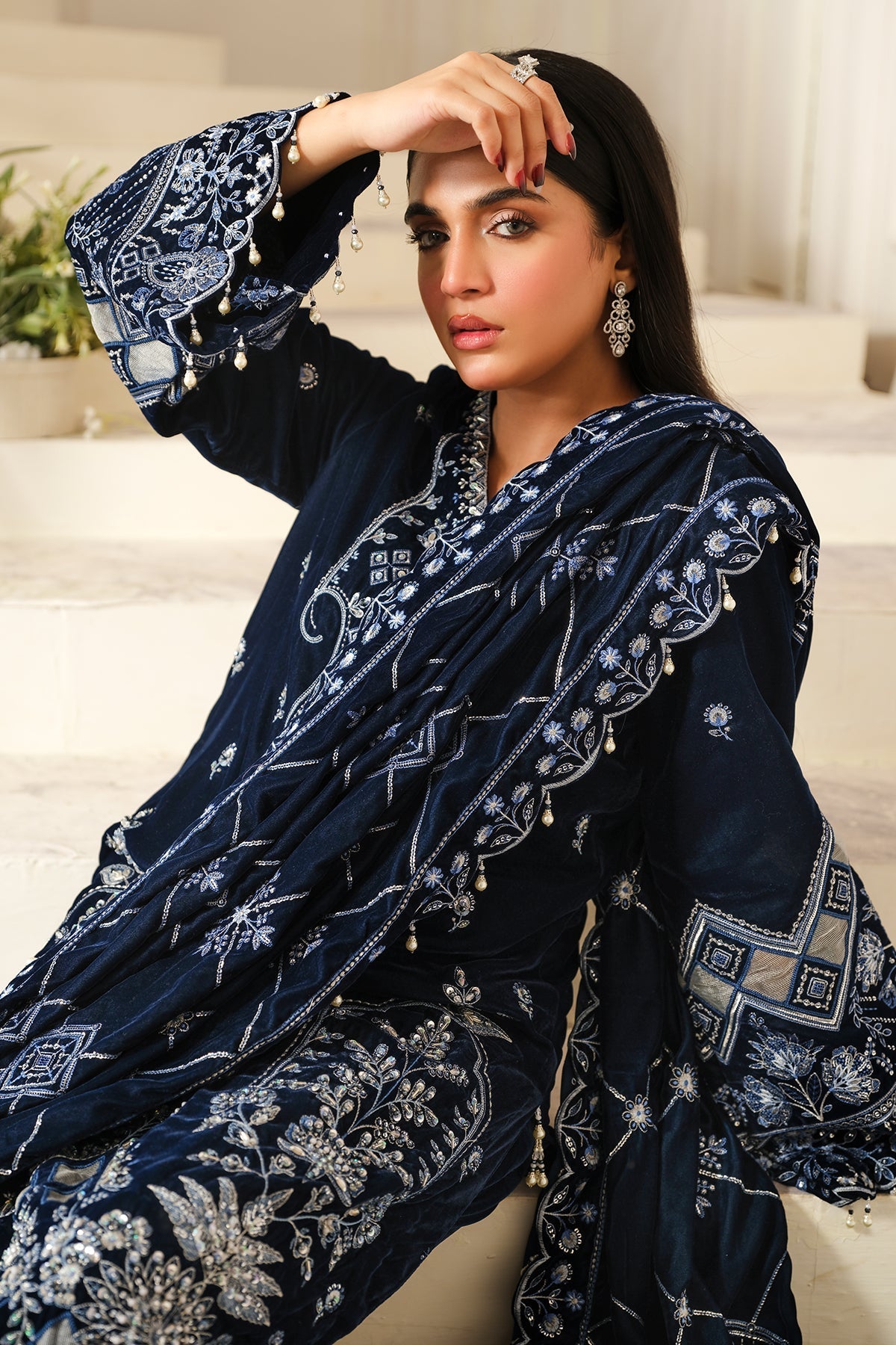 Raeesa Premium | Sheen Luxury Velvet | Soil - Ladies Clothes - Maria Faisal