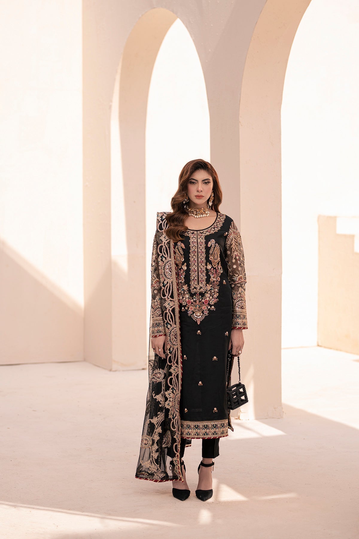 House of Nawab | Miorah Formals | BINAH - A - Designer Dress with Intricate embroidery and embellishments. Shop elegent wedding dress at Maria Faisal.