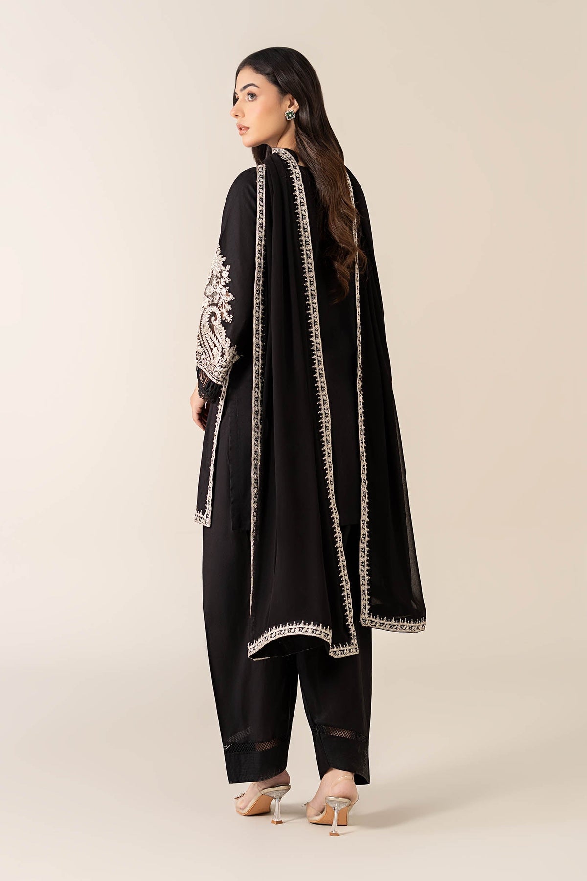 Maria B | Luxury Winter Pret 25 | DW-MN25-12-Black - Ladies Clothes - Maria Faisal