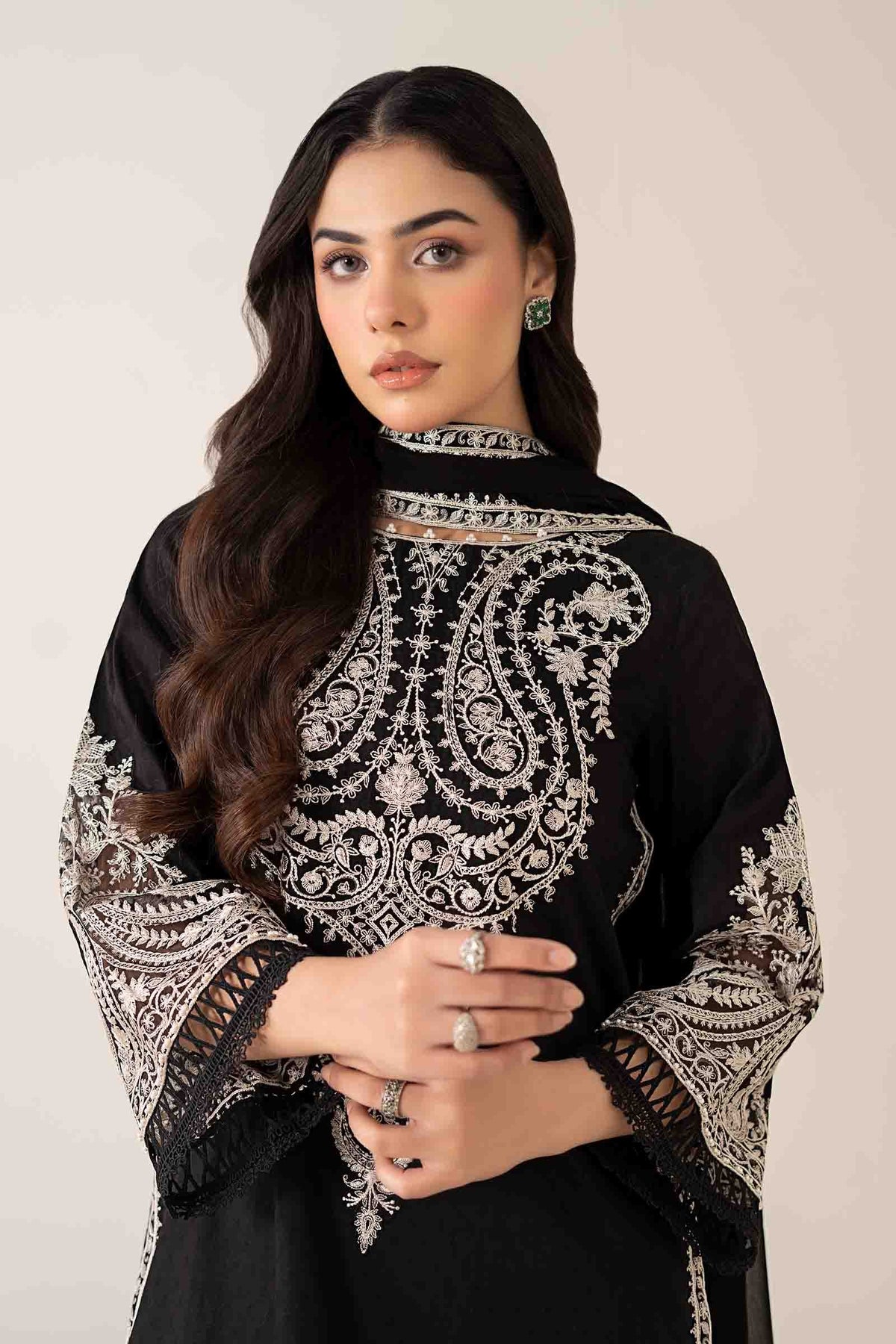 Maria B | Luxury Winter Pret 25 | DW-MN25-12-Black - Ladies Clothes - Maria Faisal