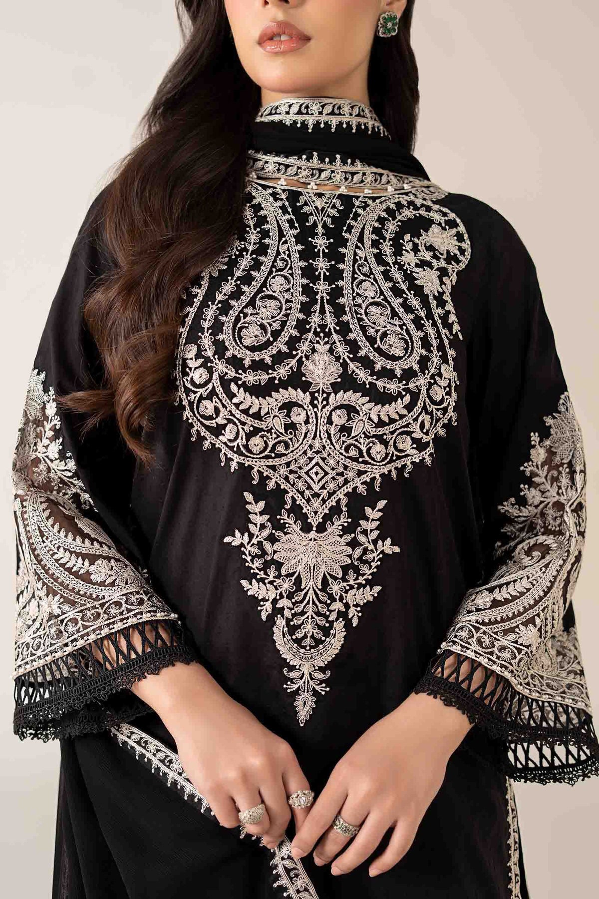 Maria B | Luxury Winter Pret 25 | DW-MN25-12-Black - Ladies Clothes - Maria Faisal
