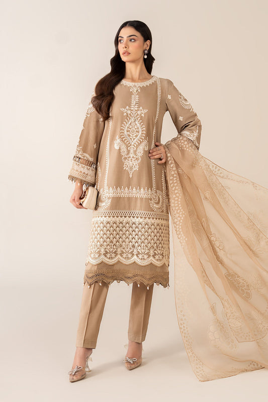 Maria B | Luxury Winter Pret 25 | DW-EA23-26R1-Coffee - Ladies Clothes - Maria Faisal