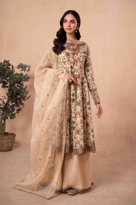 Maria B | Eid Collection 2026 | Dw-Ea24-42R1-Printed Off White - Luxury Dress - available at Maria Faisal in UK and USA.