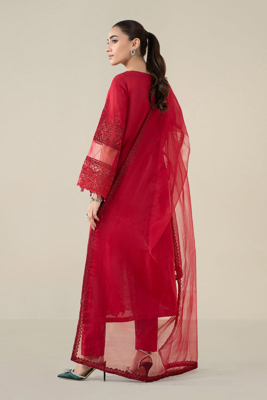 Maria B | Luxury Winter Pret 25 | DW-EF25-08-Red - Ladies Clothes - Maria Faisal