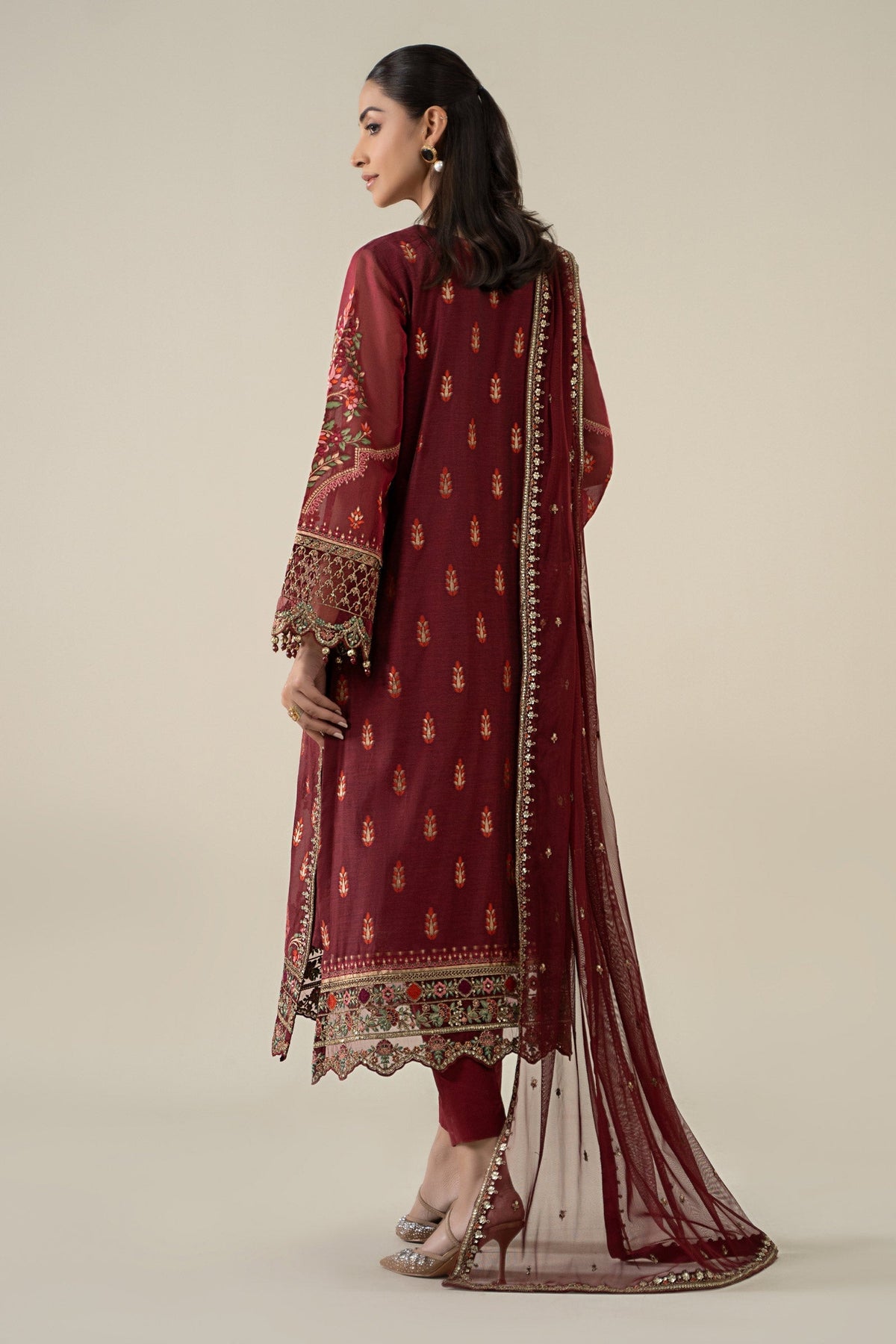 Maria B | Luxury Winter Pret 25 | DW-EA25-59-Red - Ladies Clothes - Maria Faisal