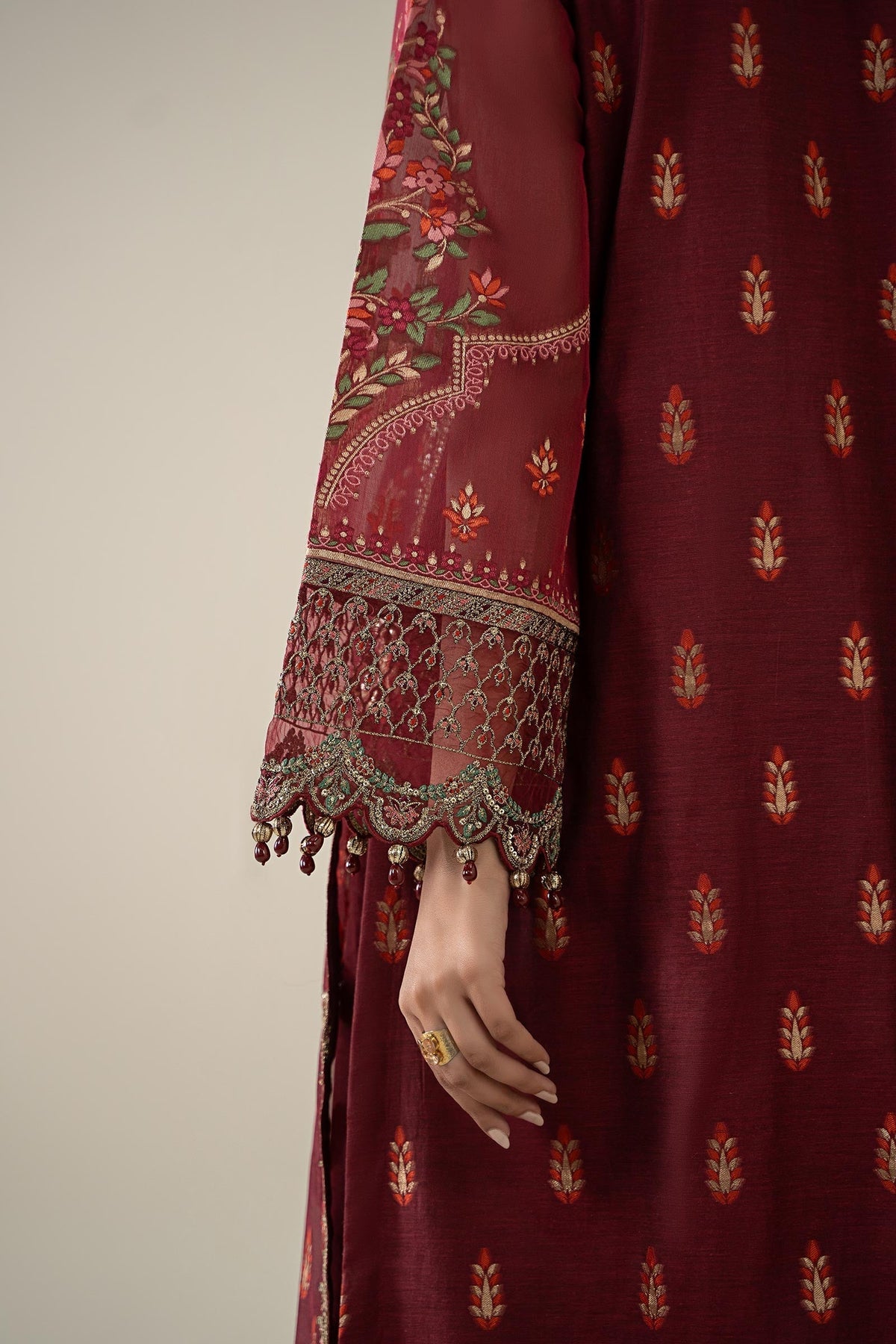 Maria B | Luxury Winter Pret 25 | DW-EA25-59-Red - Ladies Clothes - Maria Faisal