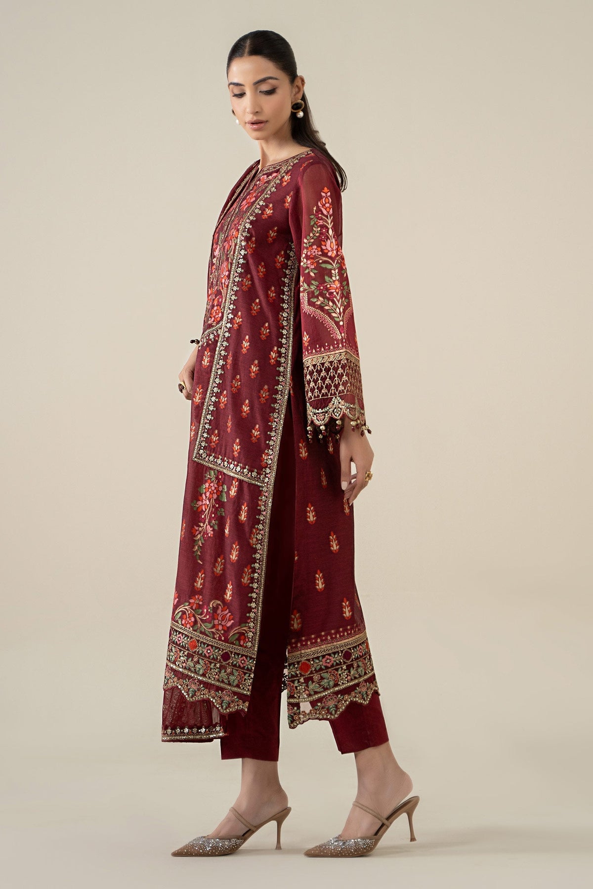 Maria B | Luxury Winter Pret 25 | DW-EA25-59-Red - Ladies Clothes - Maria Faisal