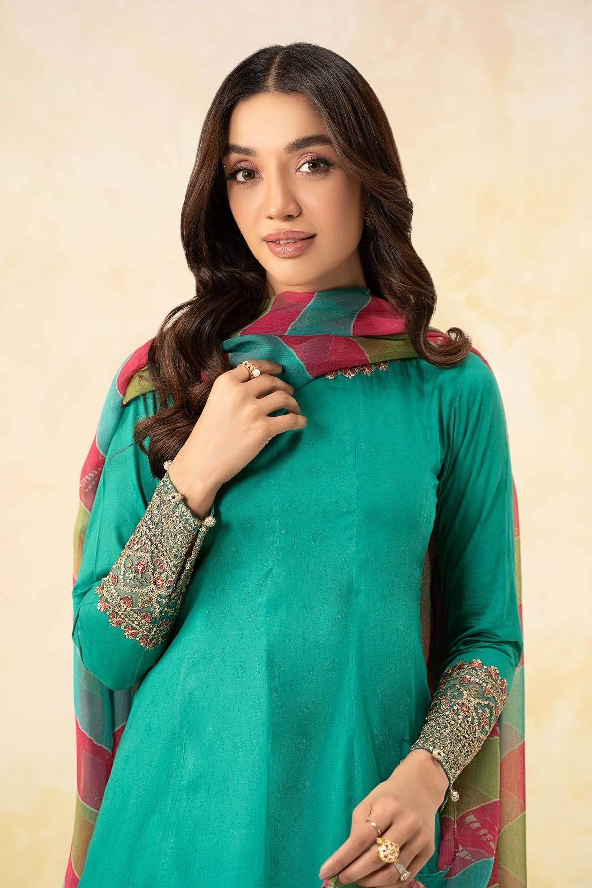 Maria B | Formal Wears | DW-EF25-10 Ferozi by Maria Faisal - Registered Vendor of : Maria B - type : Ladies Clothes - 100% original wedding dresses