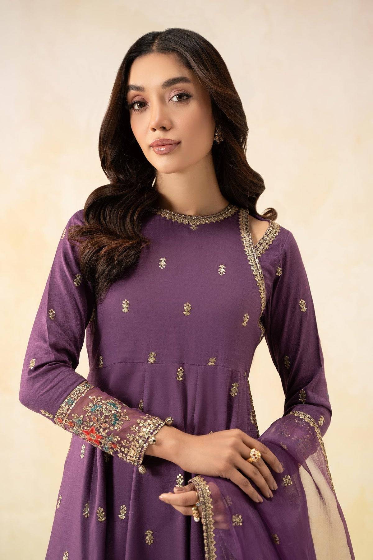 Maria B | Formal Wears | DW-EF25-19 Purple by Maria Faisal - Registered Vendor of : Maria B - type : Ladies Clothes - 100% original wedding dresses