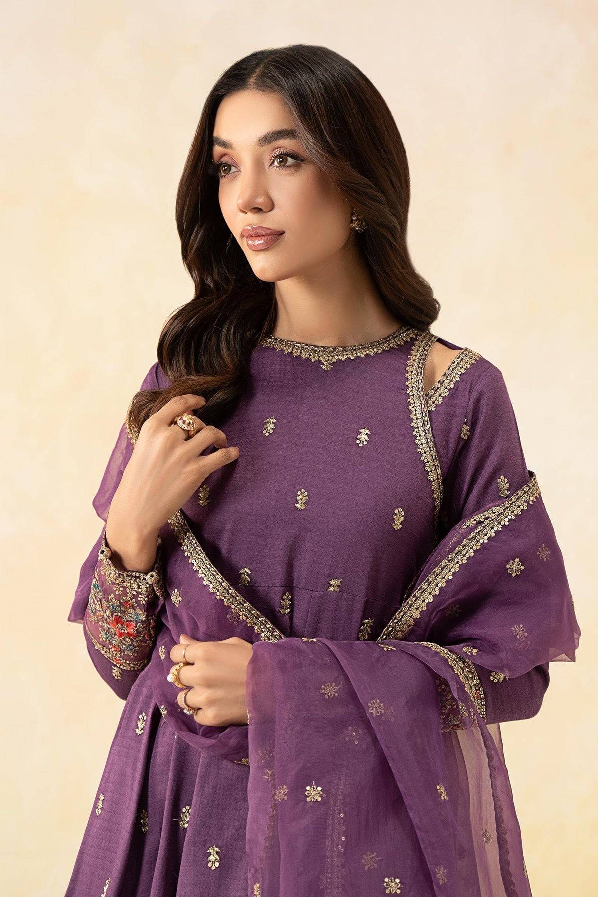 Maria B | Formal Wears | DW-EF25-19 Purple by Maria Faisal - Registered Vendor of : Maria B - type : Ladies Clothes - 100% original wedding dresses