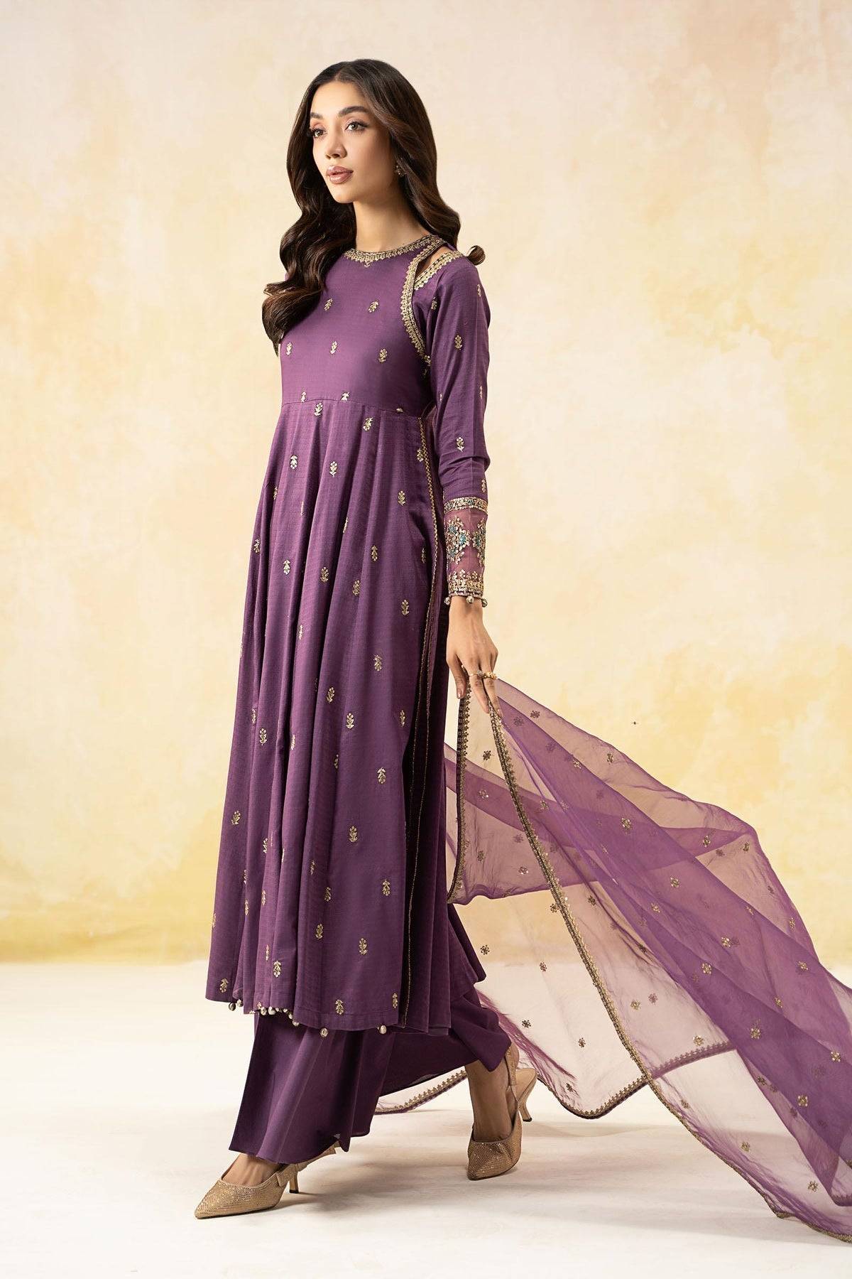 Maria B | Formal Wears | DW-EF25-19 Purple by Maria Faisal - Registered Vendor of : Maria B - type : Ladies Clothes - 100% original wedding dresses
