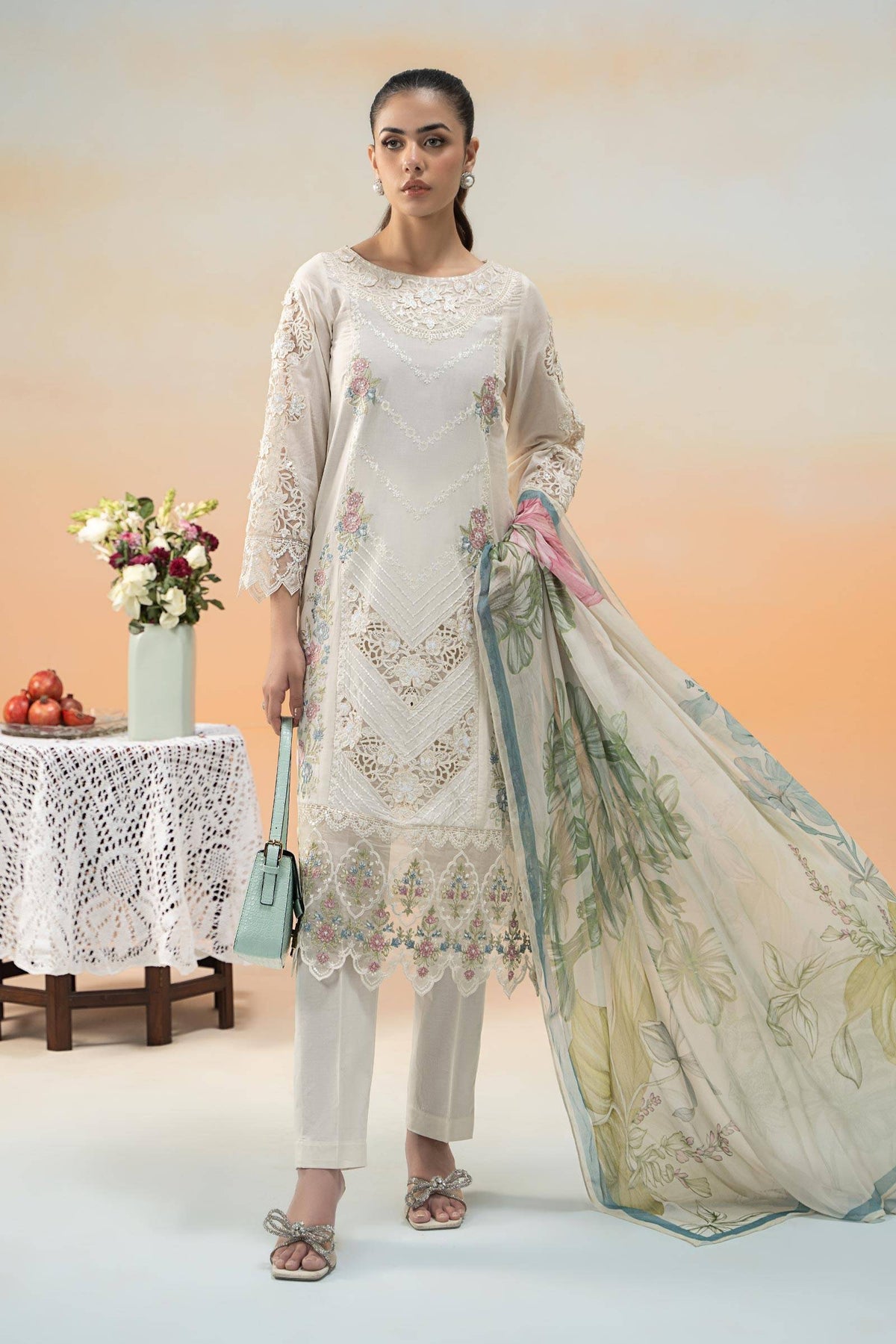 Maira B | Ready to Wear | DW-EF25-53 Off White by Maria Faisal - Registered Vendor of : Maria B - type : Wedding Dress - 100% original wedding dresses